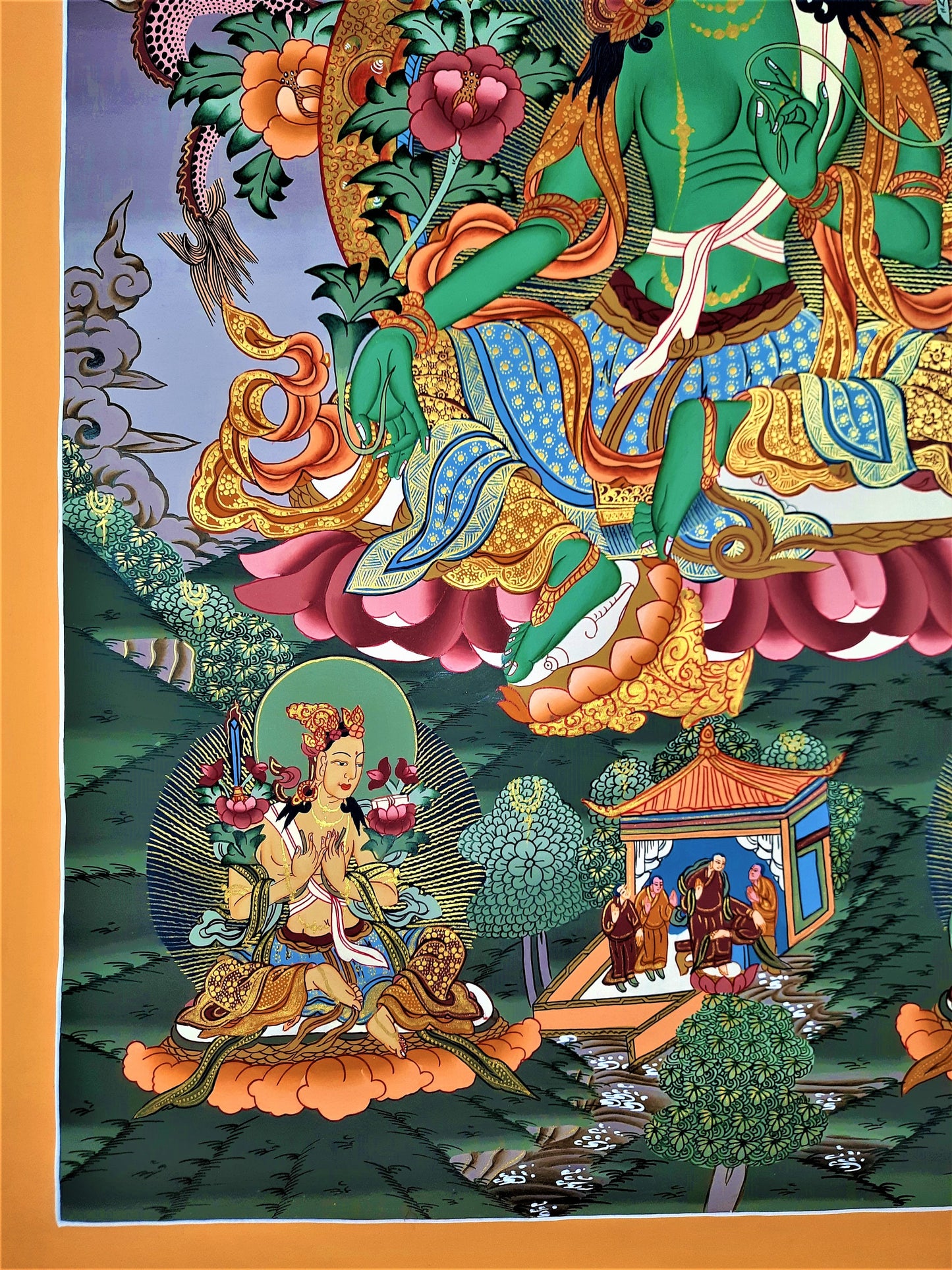 Green Tara Tibetan Thangka | Hand-Painted Buddhist Goddess Art | Compassion & Protection | Master Quality Wall Decor