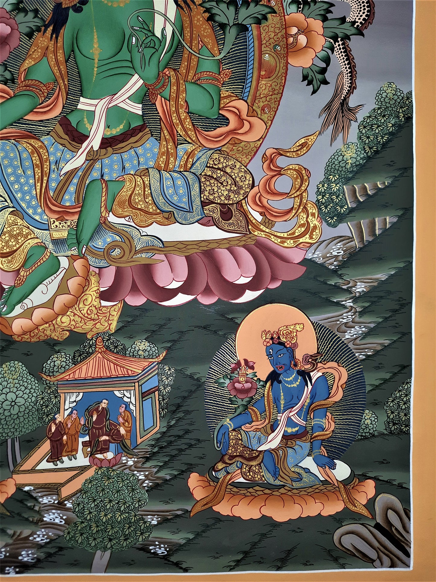 Green Tara Tibetan Thangka | Hand-Painted Buddhist Goddess Art | Compassion & Protection | Master Quality Wall Decor