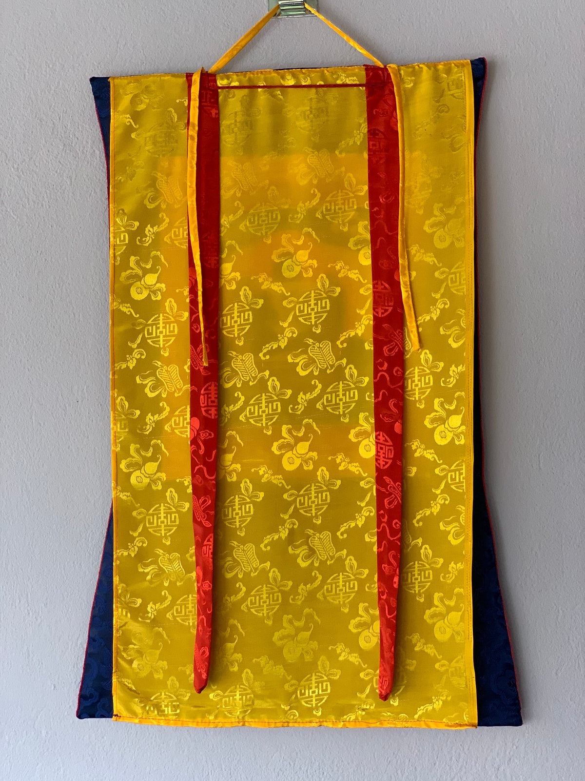 Hand-Painted Samantabhadra Thangka with Silk Brocade | Tibetan Buddha Shakti Meditation Art