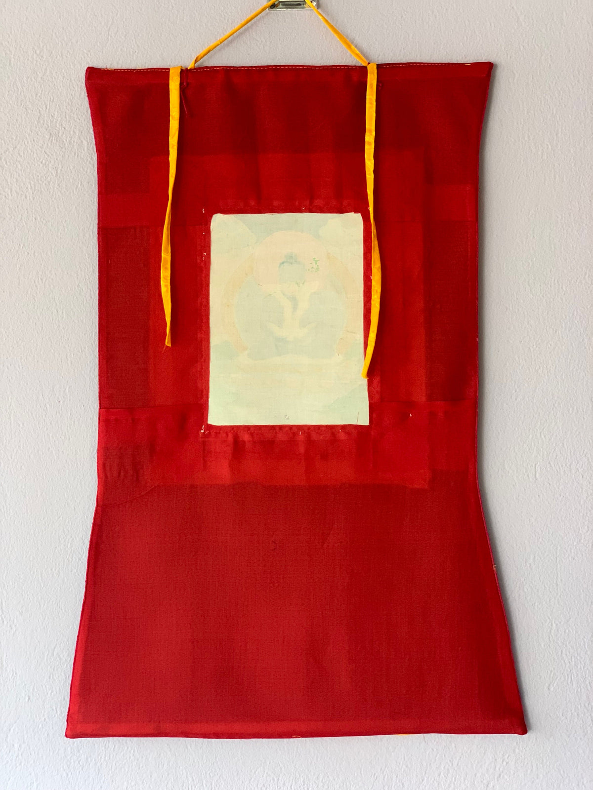 Hand-Painted Samantabhadra Thangka with Silk Brocade | Tibetan Buddha Shakti Meditation Art