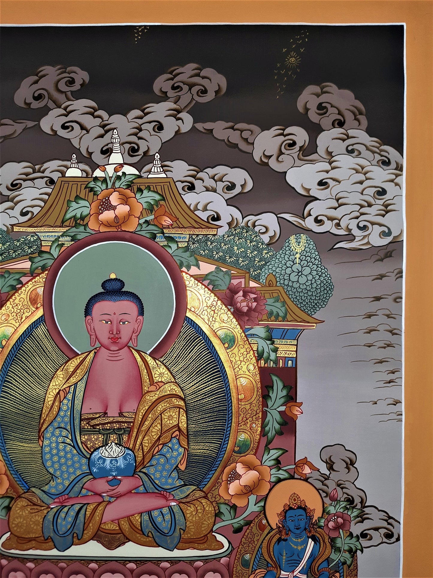 Hand-painted Amitabha  Buddha, Tibetan Thangka Painting  20 x 28-Inch
