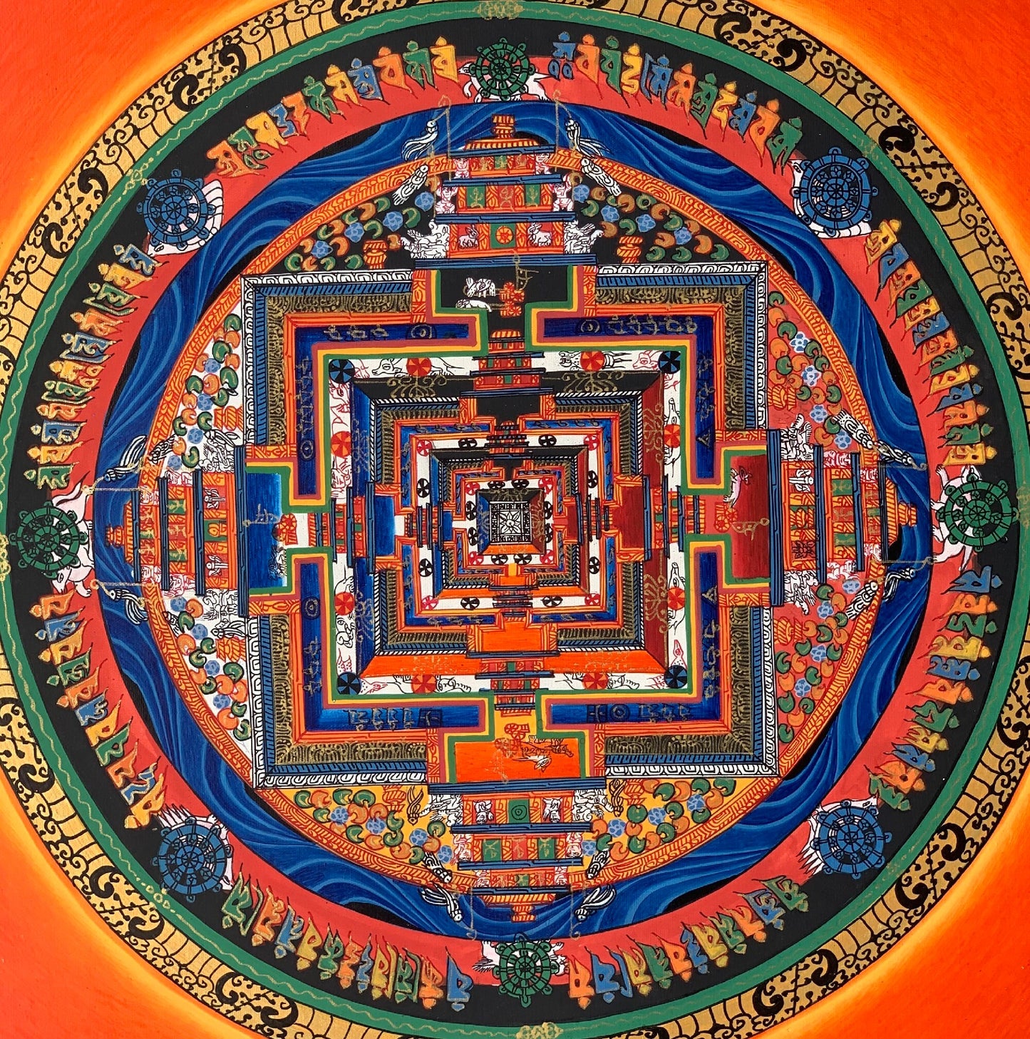 Original Hand-painted Kalachakra Mandala Wheel of  Time Tibetan Thangka Painting Compassion Meditation Art