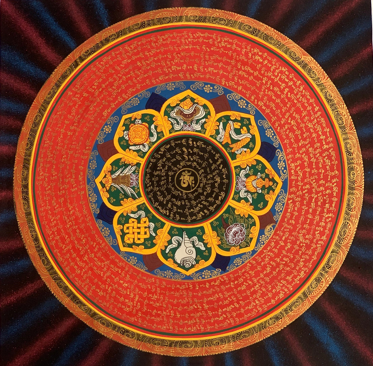 Hand-Painted Rainbow Mandala Thangka: Tibetan Meditation Art