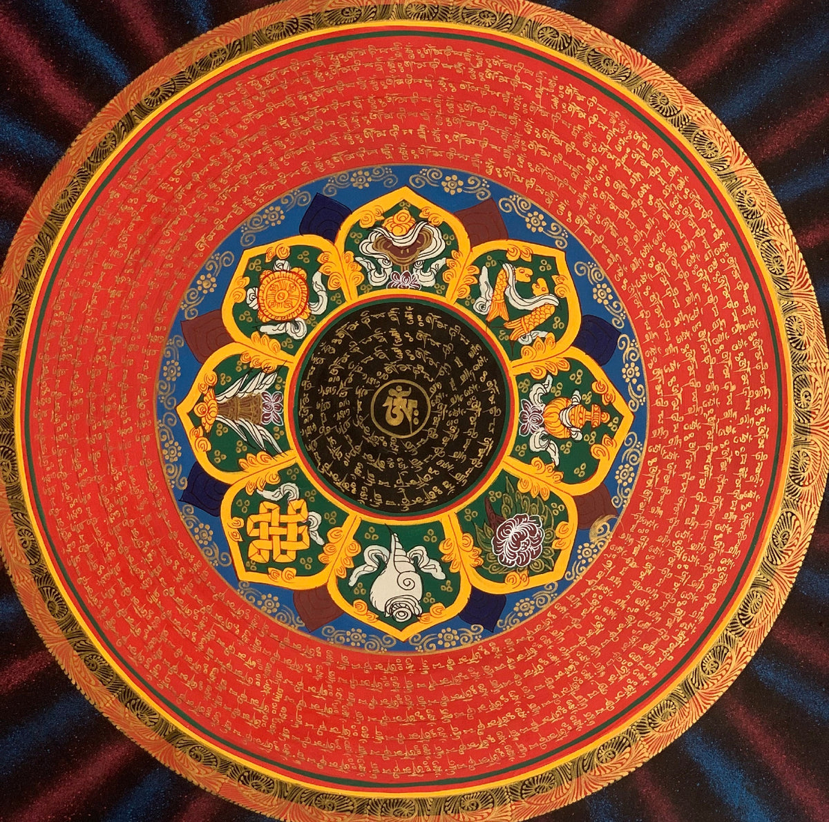 Hand-Painted Rainbow Mandala Thangka: Tibetan Meditation Art