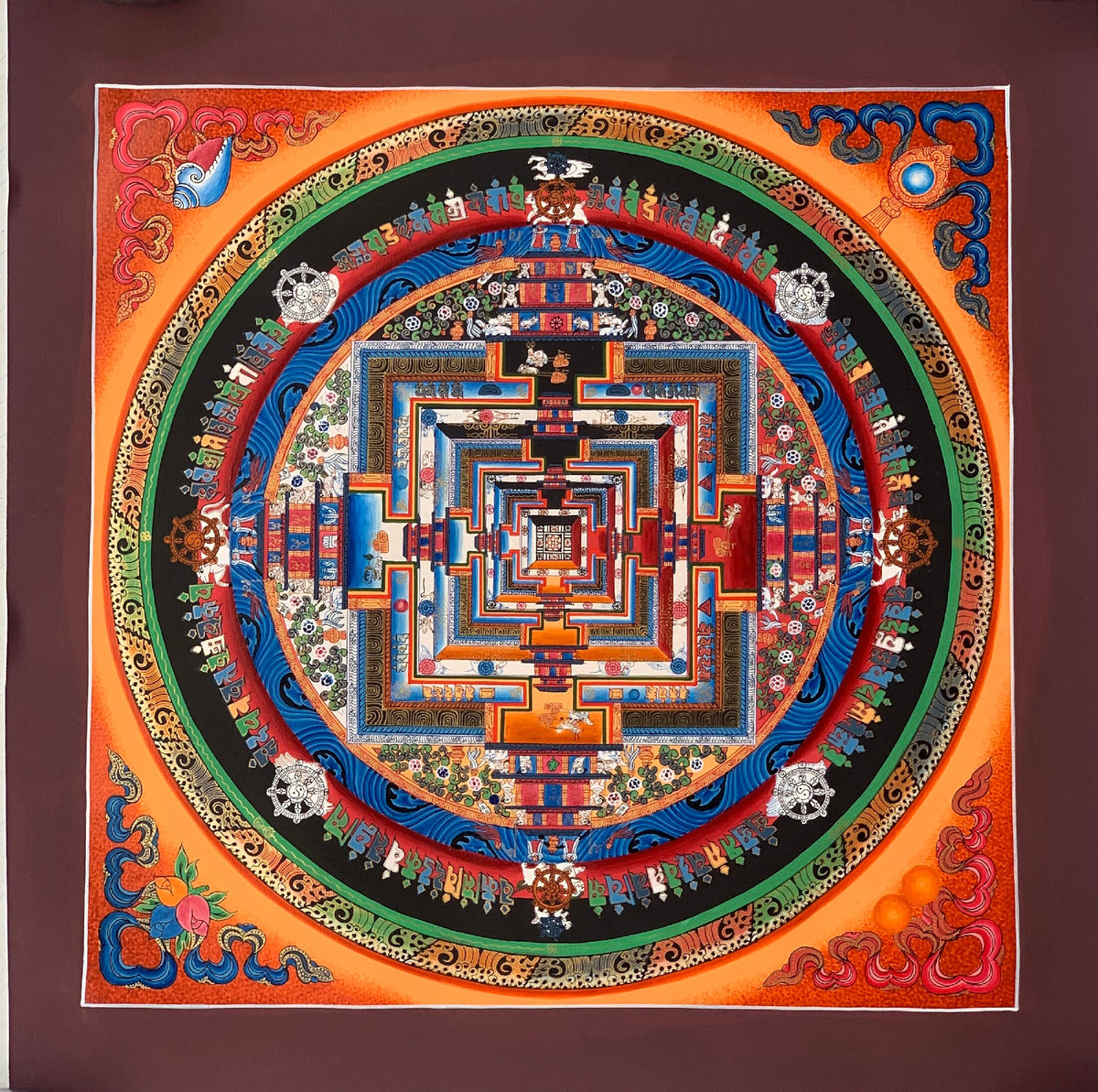 Hand-Painted Kalachakra Mandala Thangka  Tibetan Buddhist Art