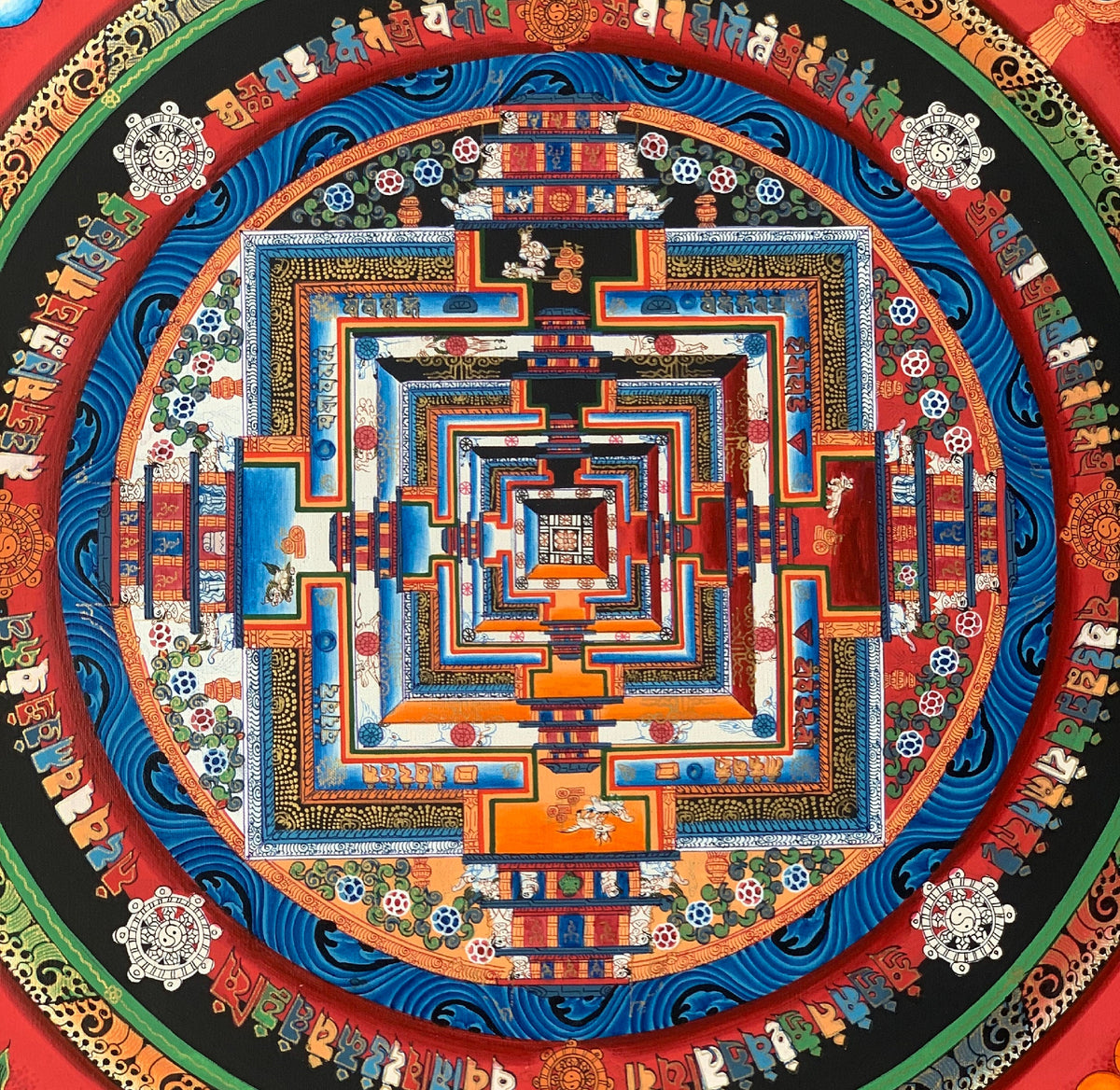 Hand-Painted Kalachakra Mandala Thangka  Tibetan Buddhist Art