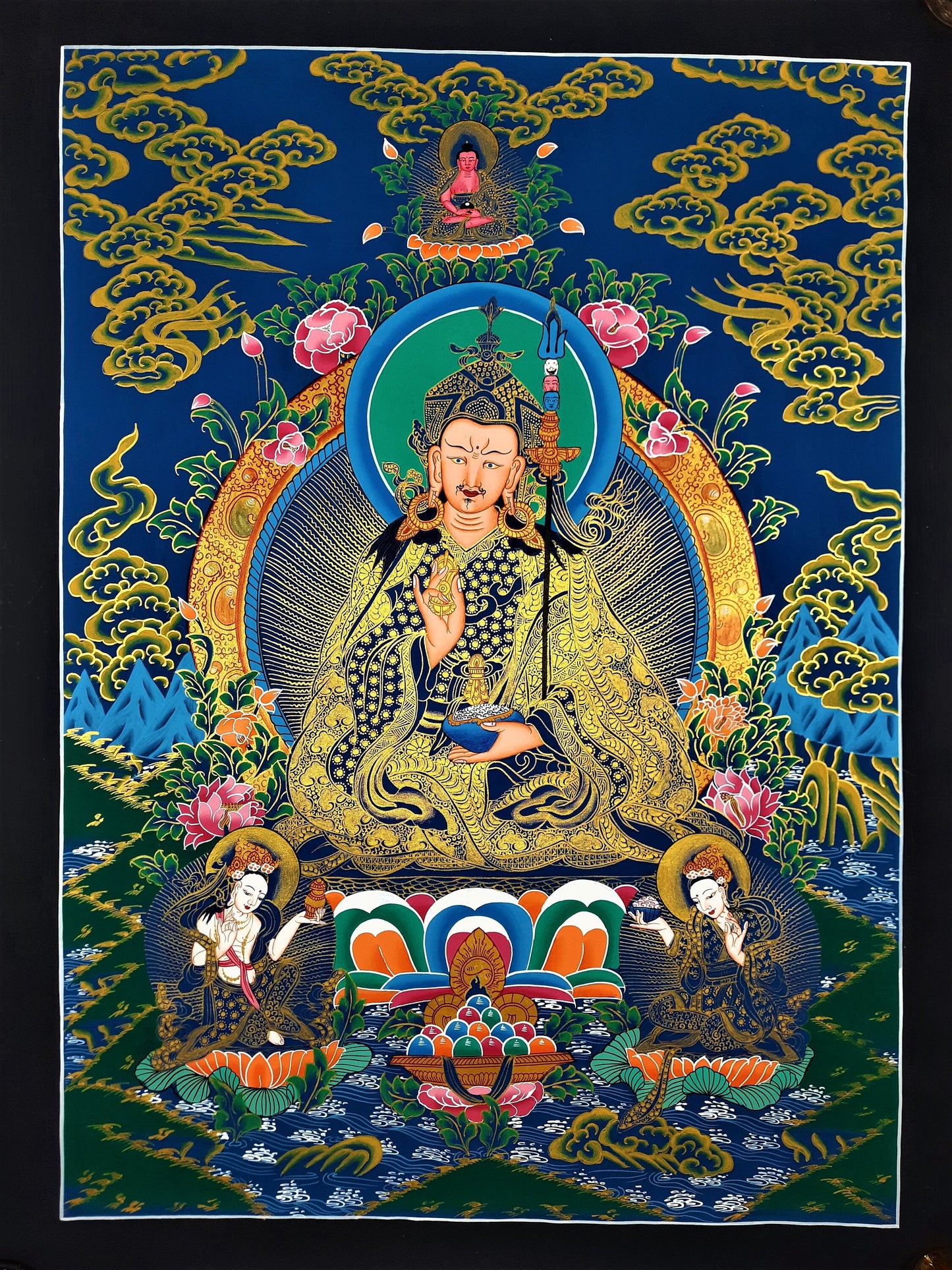 Guru Rinpoche Padmasambhava Thangka Painting | Hand-Painted Tibetan Buddhist Art