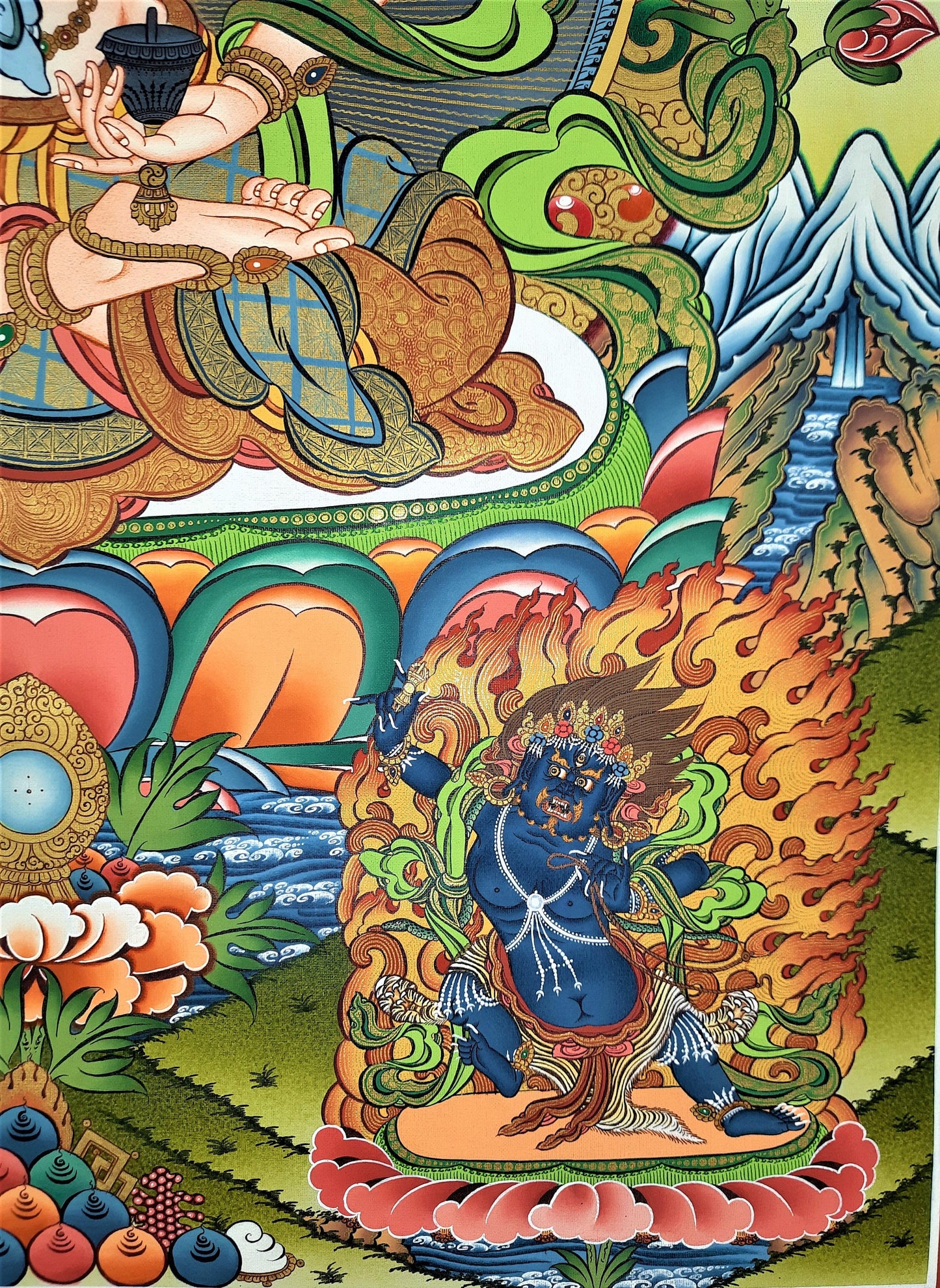 Vajrasattva 24K Gold Thangka | Hand-Painted Tibetan Purification Buddha Art