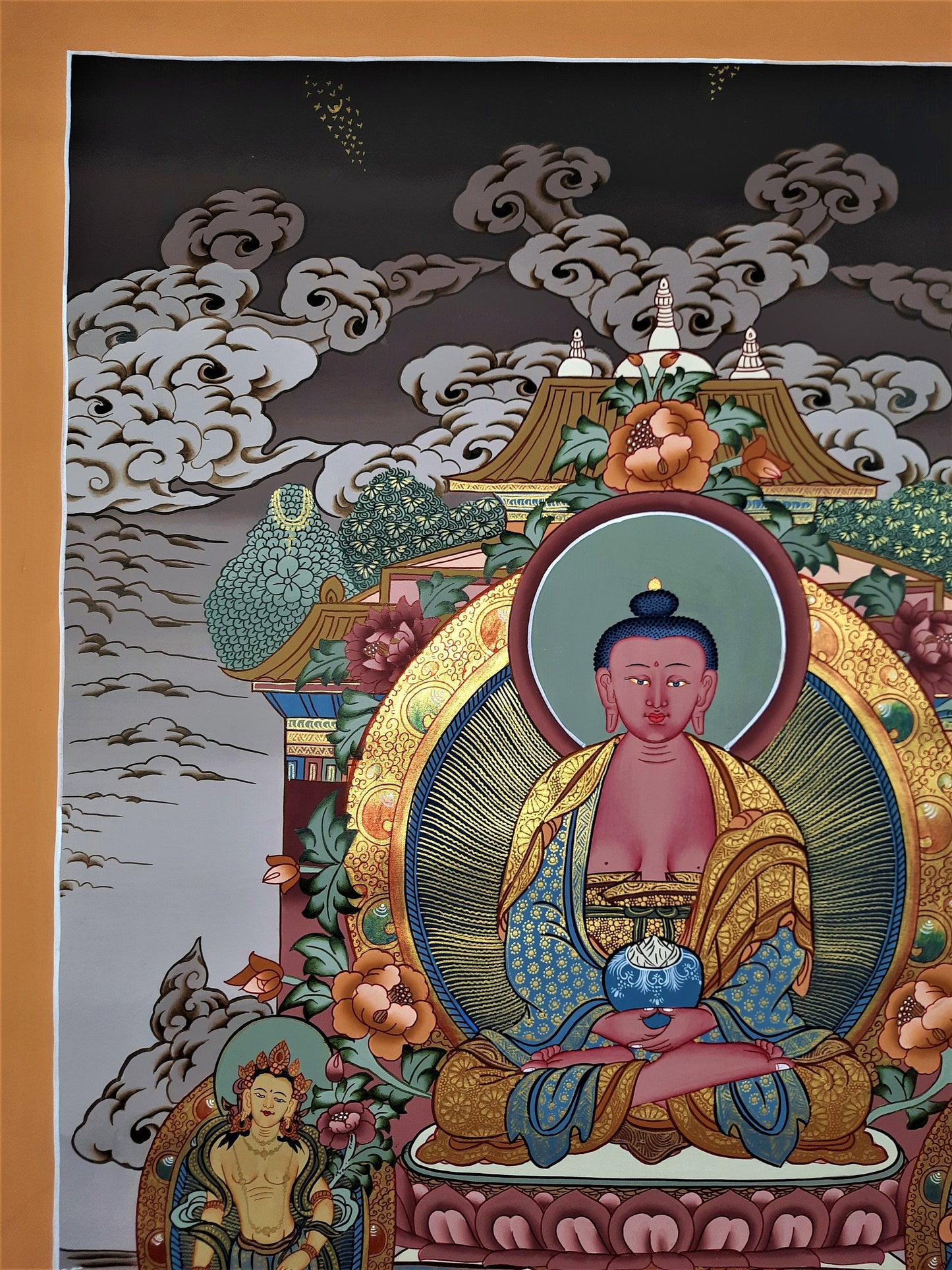 Hand-painted Amitabha  Buddha, Tibetan Thangka Painting  20 x 28-Inch