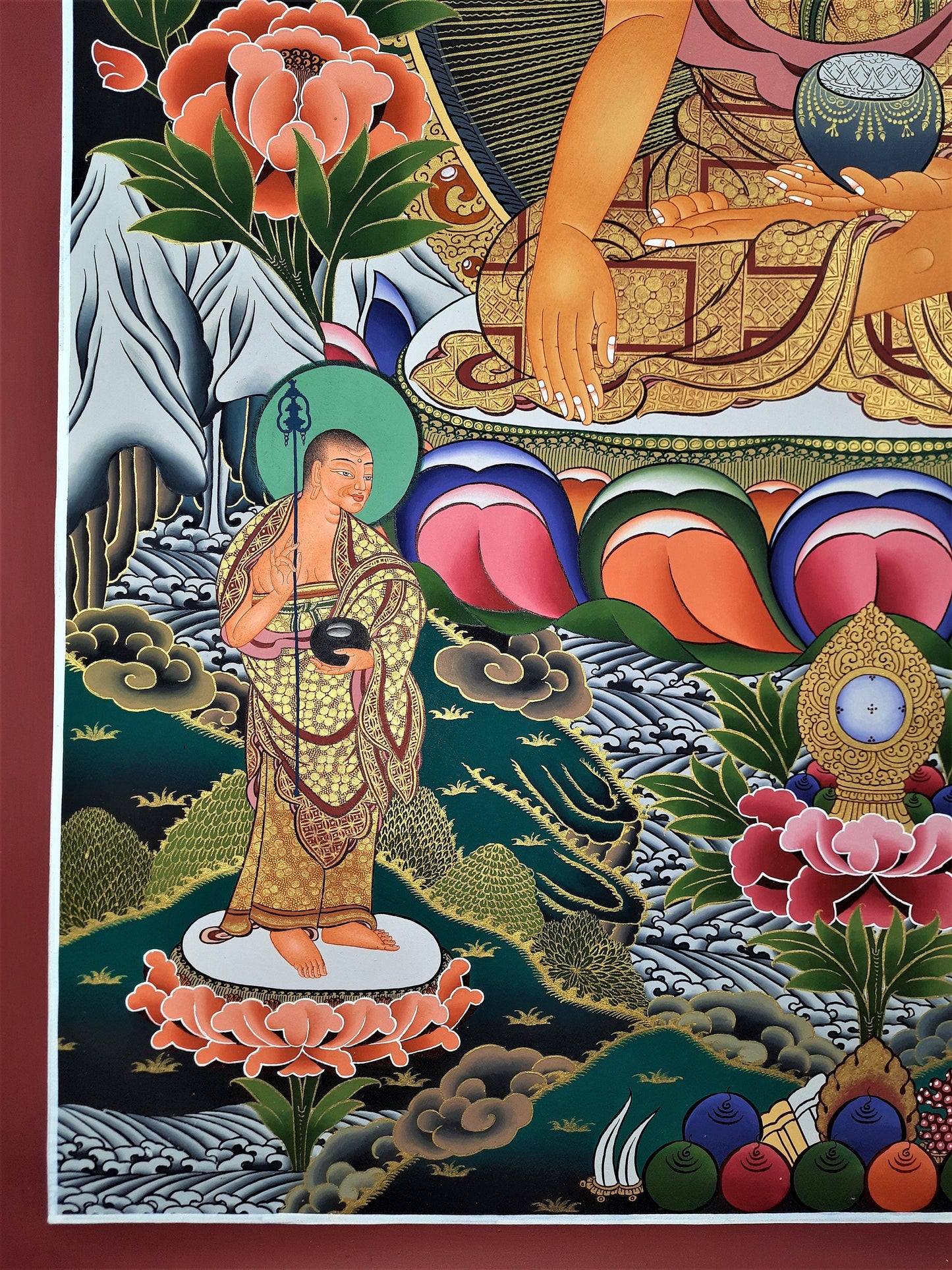 Hand-Painted Shakyamuni Buddha Thangka Painting, Tibetan Art (39x28 inch)