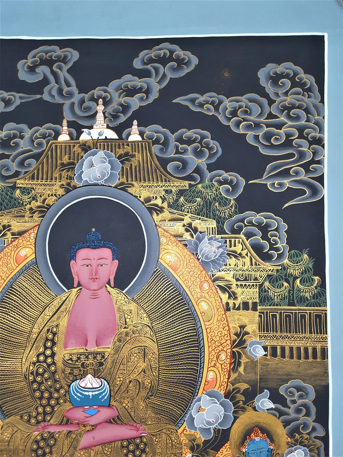 Hand-Painted Amitabha Buddha Thangka - Tibetan Meditation Art