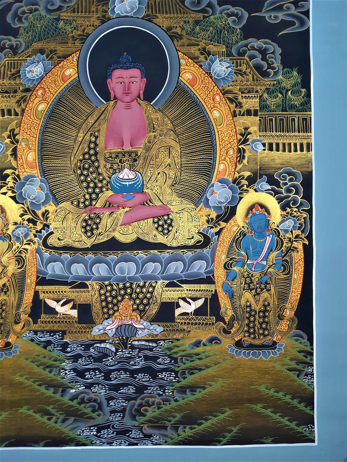 Hand-Painted Amitabha Buddha Thangka - Tibetan Meditation Art