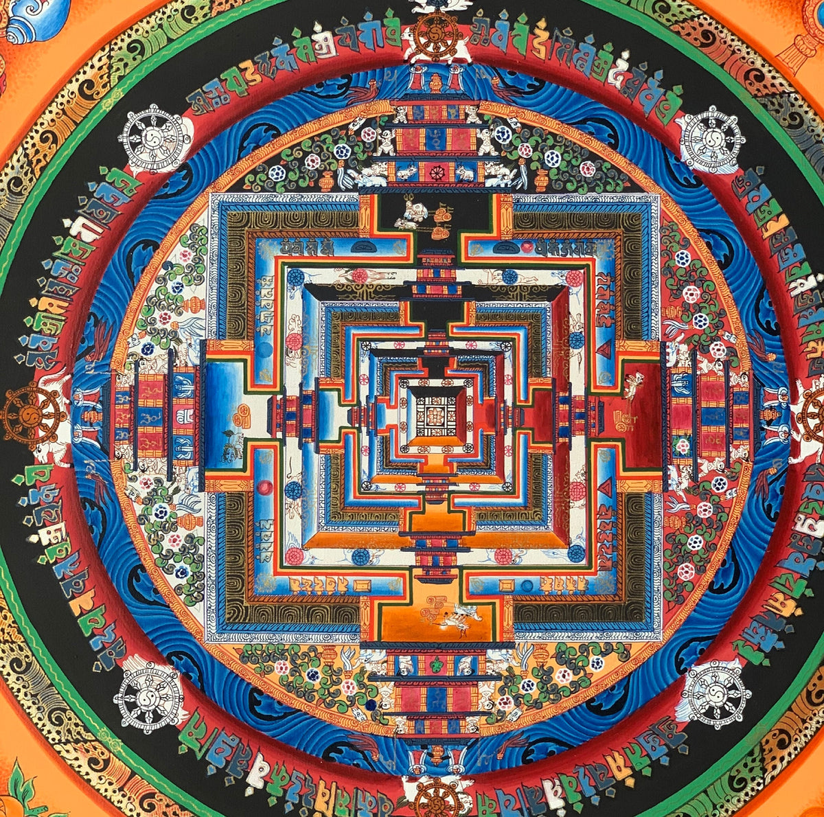 Hand-Painted Kalachakra Mandala Thangka  Tibetan Buddhist Art