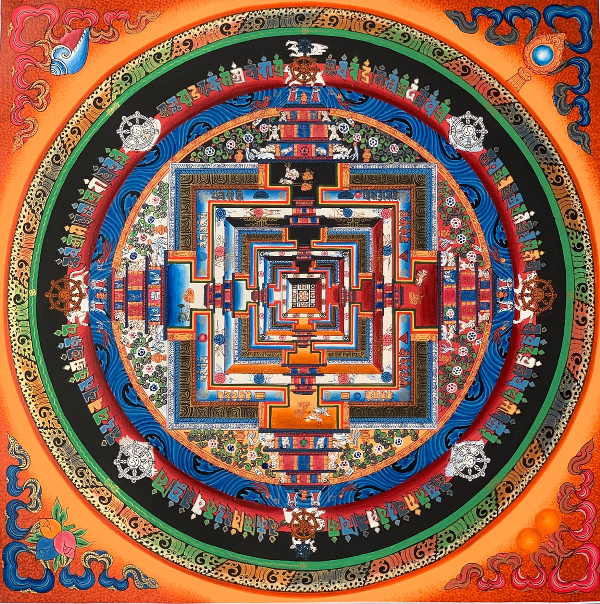 Hand-Painted Kalachakra Mandala Thangka  Tibetan Buddhist Art