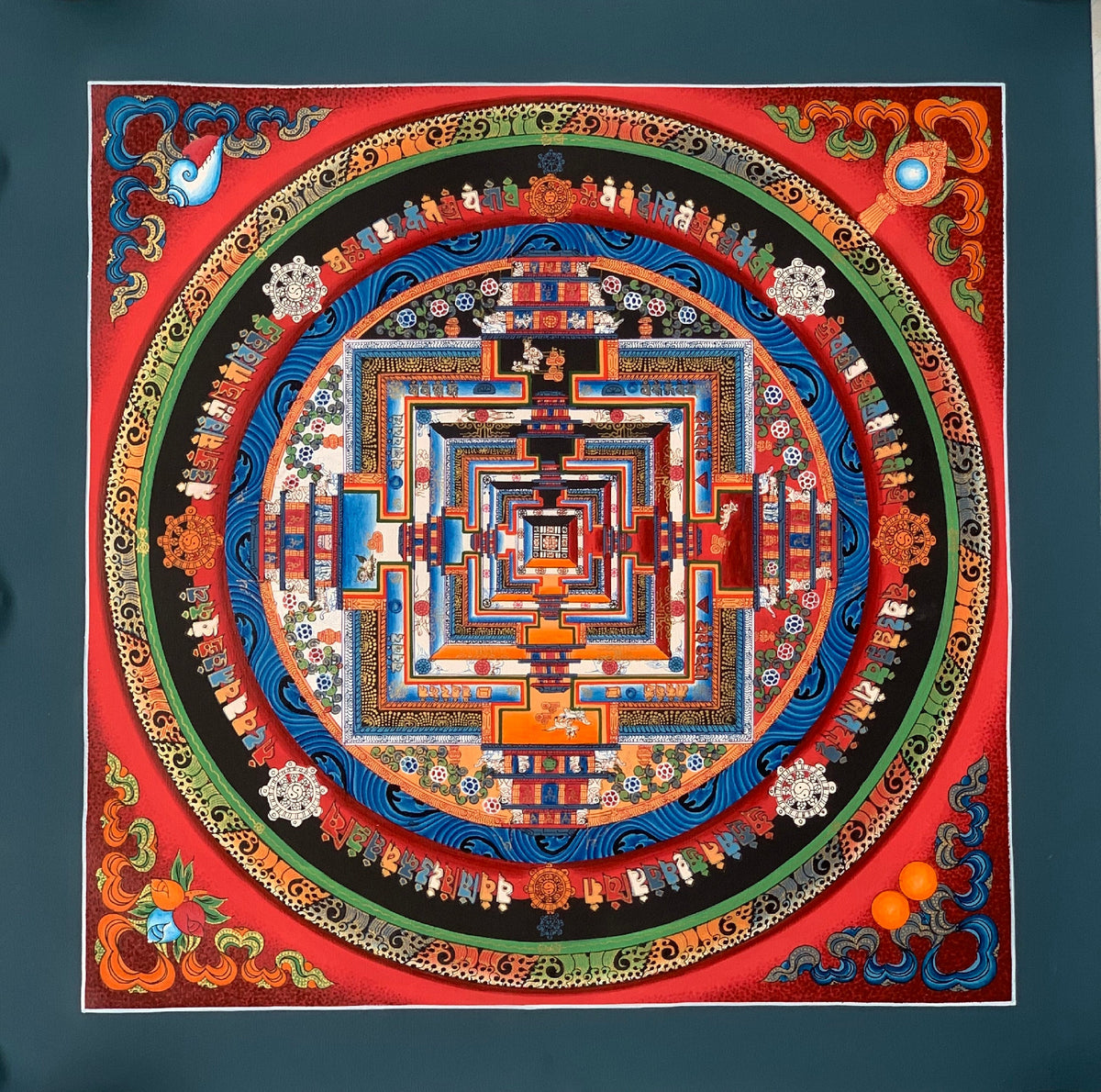 Hand-Painted Kalachakra Mandala Thangka  Tibetan Buddhist Art