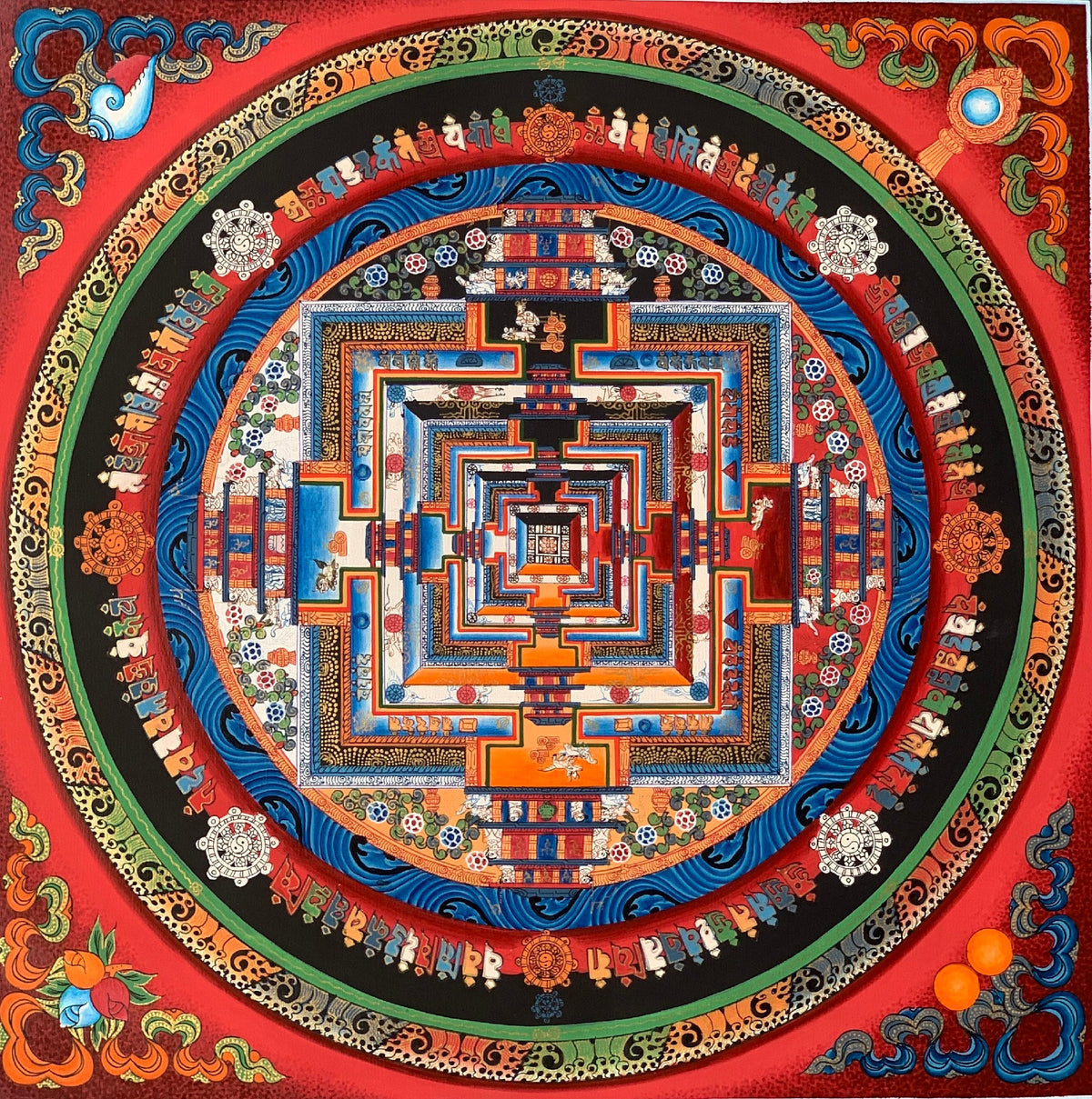 Hand-Painted Kalachakra Mandala Thangka  Tibetan Buddhist Art