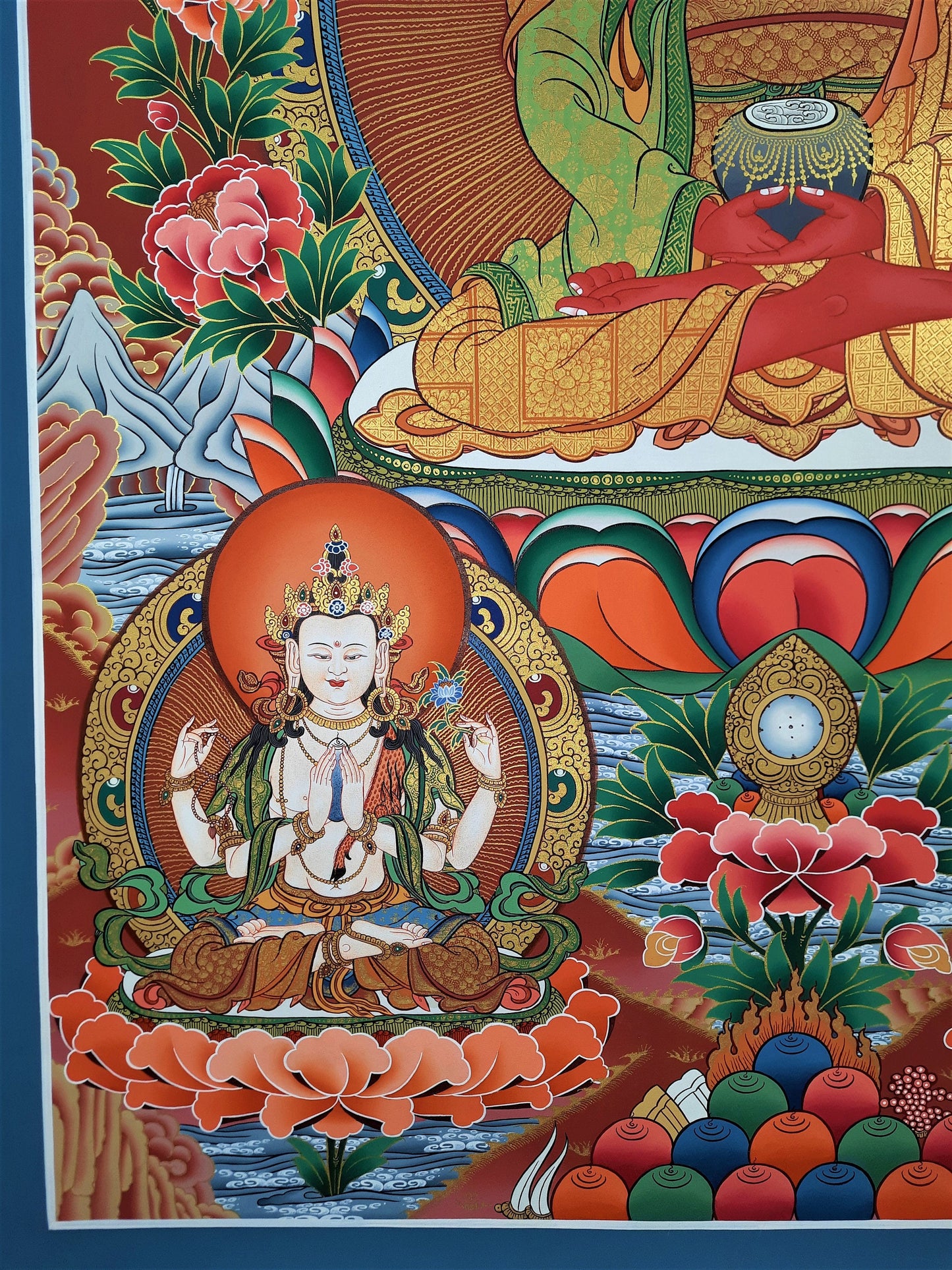 24K Gold Amitabha Buddha Thangka | Hand-Painted Tibetan Art
