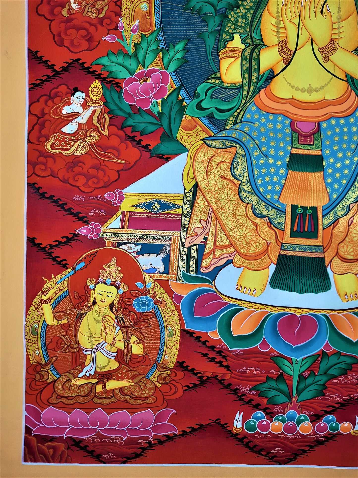 Hand-Painted Maitreya Buddha Thangka – Tibetan Meditation Art, 20x28-Inch