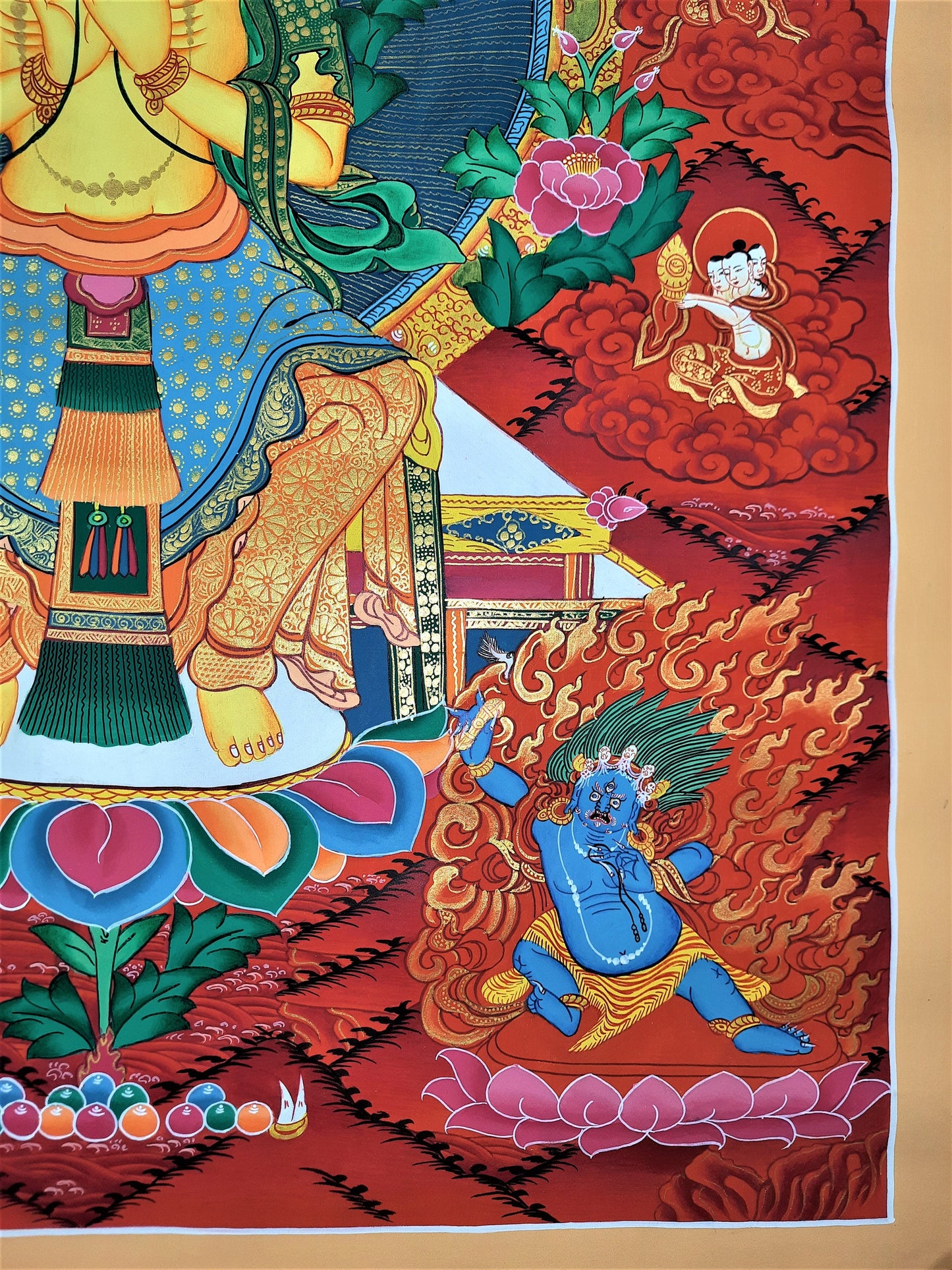 Hand-Painted Maitreya Buddha Thangka – Tibetan Meditation Art, 20x28-Inch
