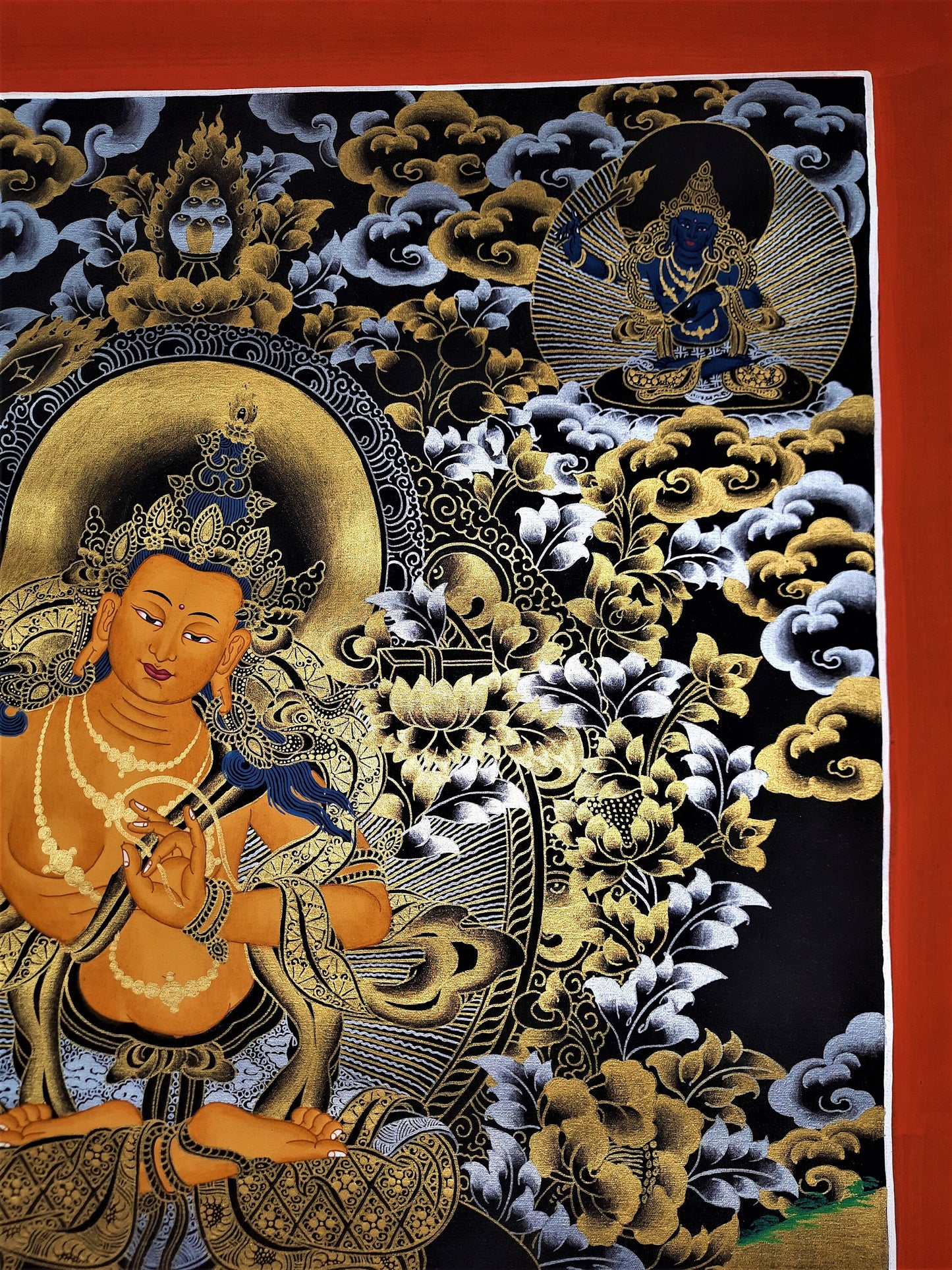 Hand-Painted Pancha Manjushri Thangka: God of Wisdom, Nepal Art