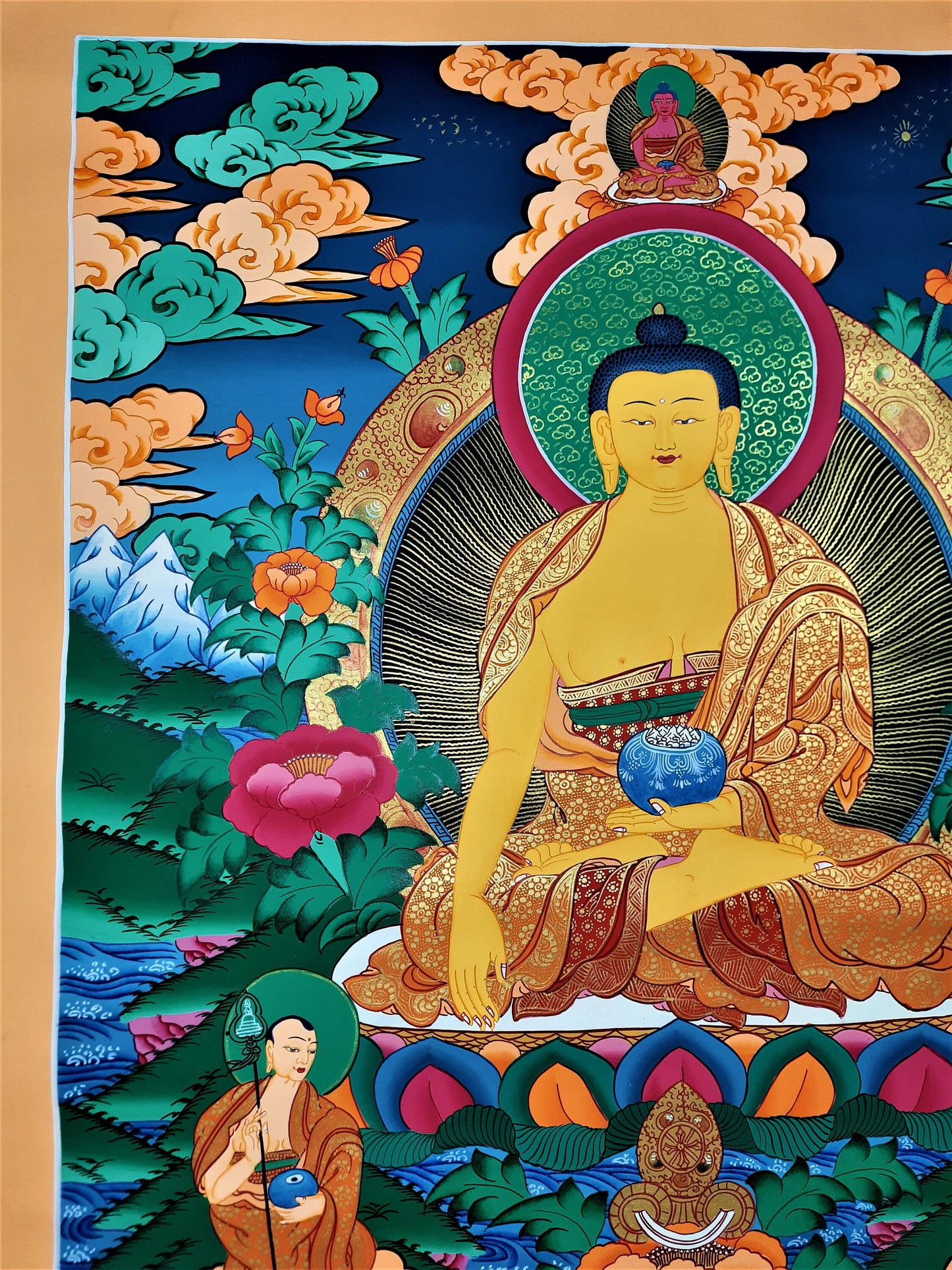 Hand Painted Shakyamuni Buddha Thangka, Tibetan Meditation Painting