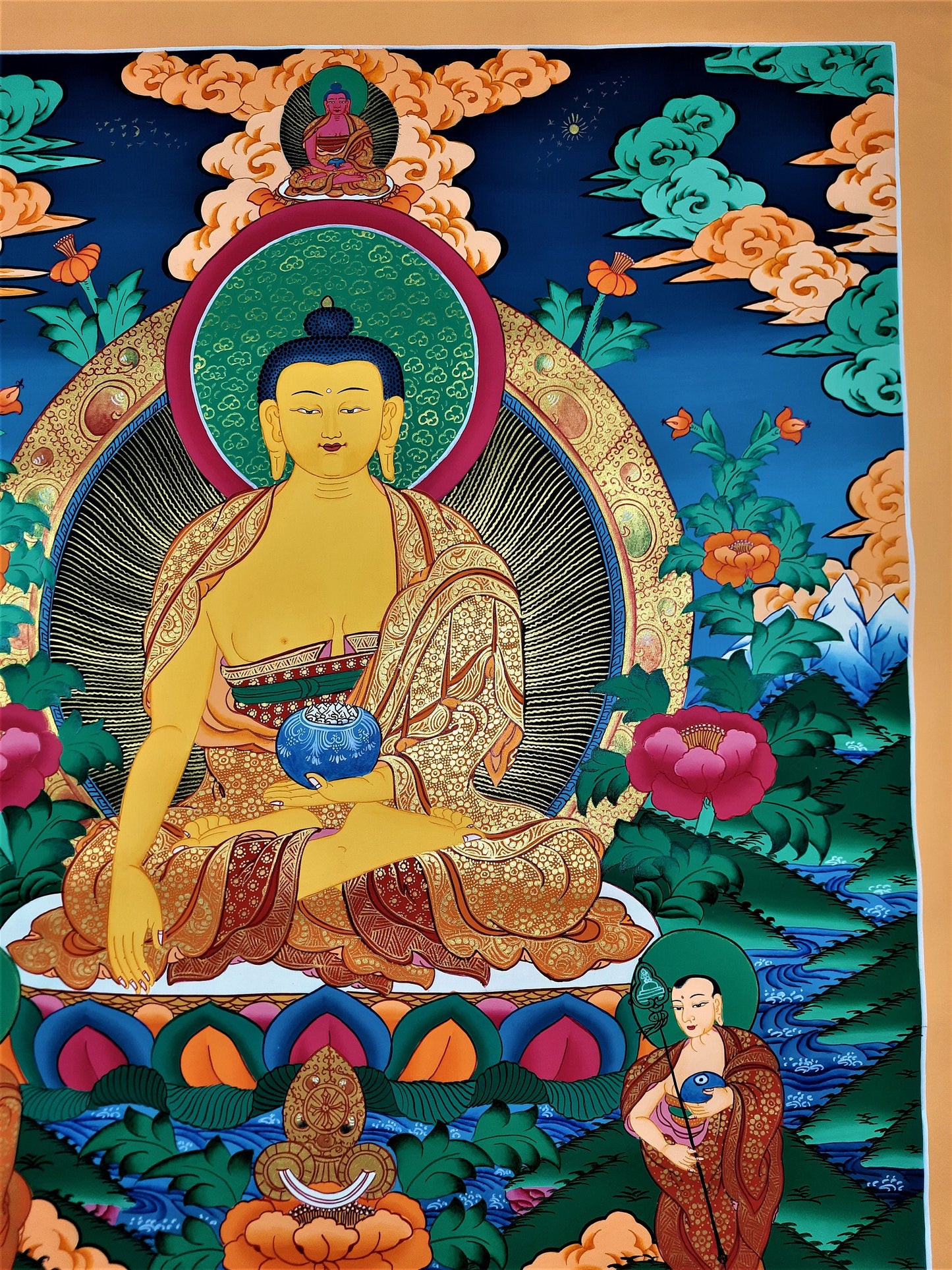 Hand Painted Shakyamuni Buddha Thangka, Tibetan Meditation Painting