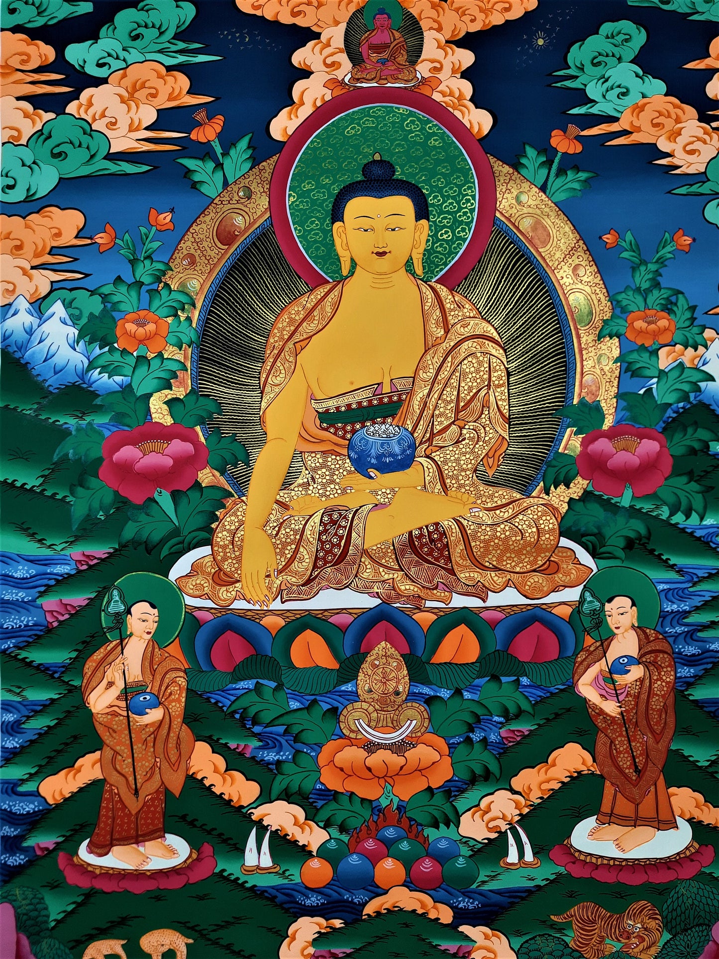 Hand Painted Shakyamuni Buddha Thangka, Tibetan Meditation Painting