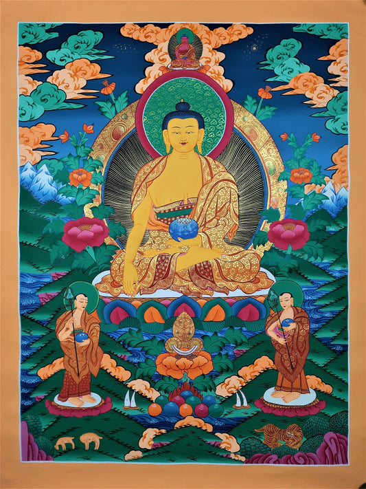 Hand Painted Shakyamuni Buddha Thangka, Tibetan Meditation Painting