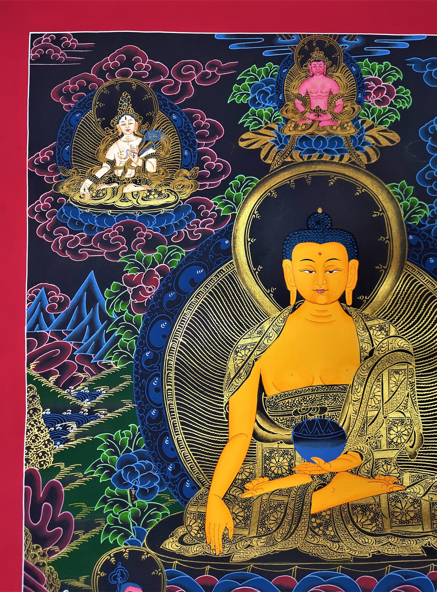 Hand-Painted Shakyamuni Buddha Thangka, Tibetan Canvas Art (18x24)
