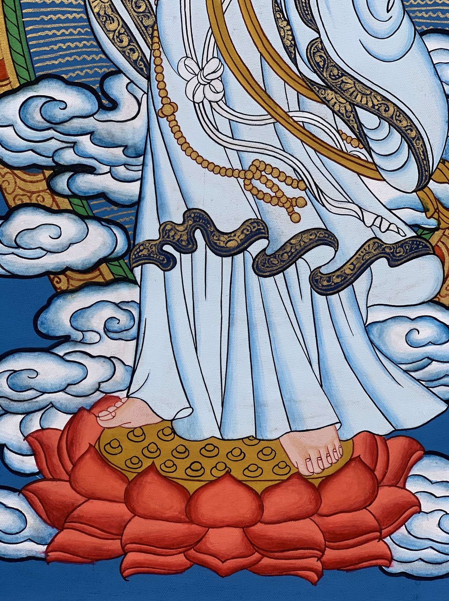 Hand-Painted Guanyin Thangka: Tibetan Meditation Art From Nepal