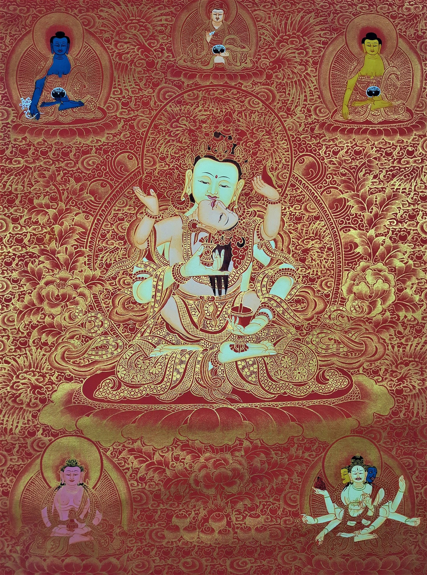 Hand-Painted Vajrasattva Thangka – Tibetan Compassion Art