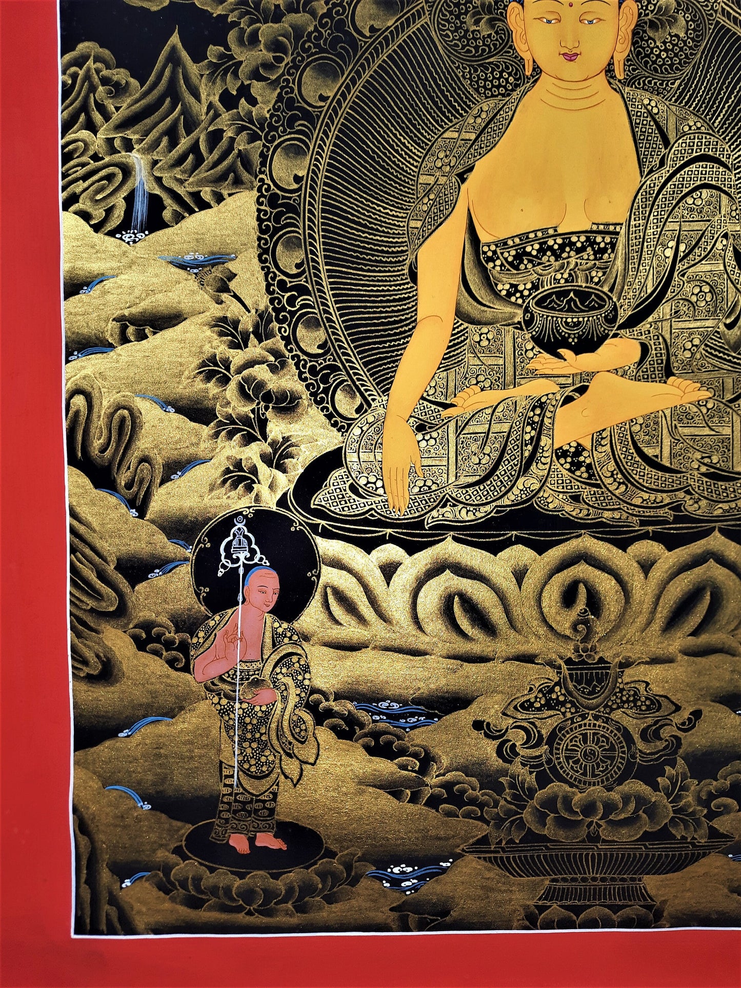 Hand-Painted Shakyamuni Buddha Thangka, Tibetan Meditation Art (18x23)