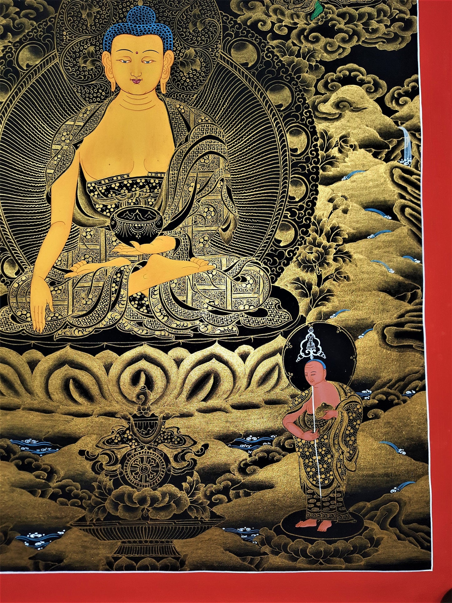 Hand-Painted Shakyamuni Buddha Thangka, Tibetan Meditation Art (18x23)