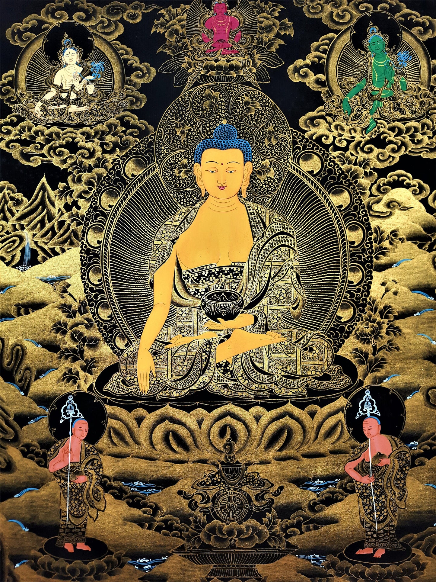 Hand-Painted Shakyamuni Buddha Thangka, Tibetan Meditation Art (18x23)