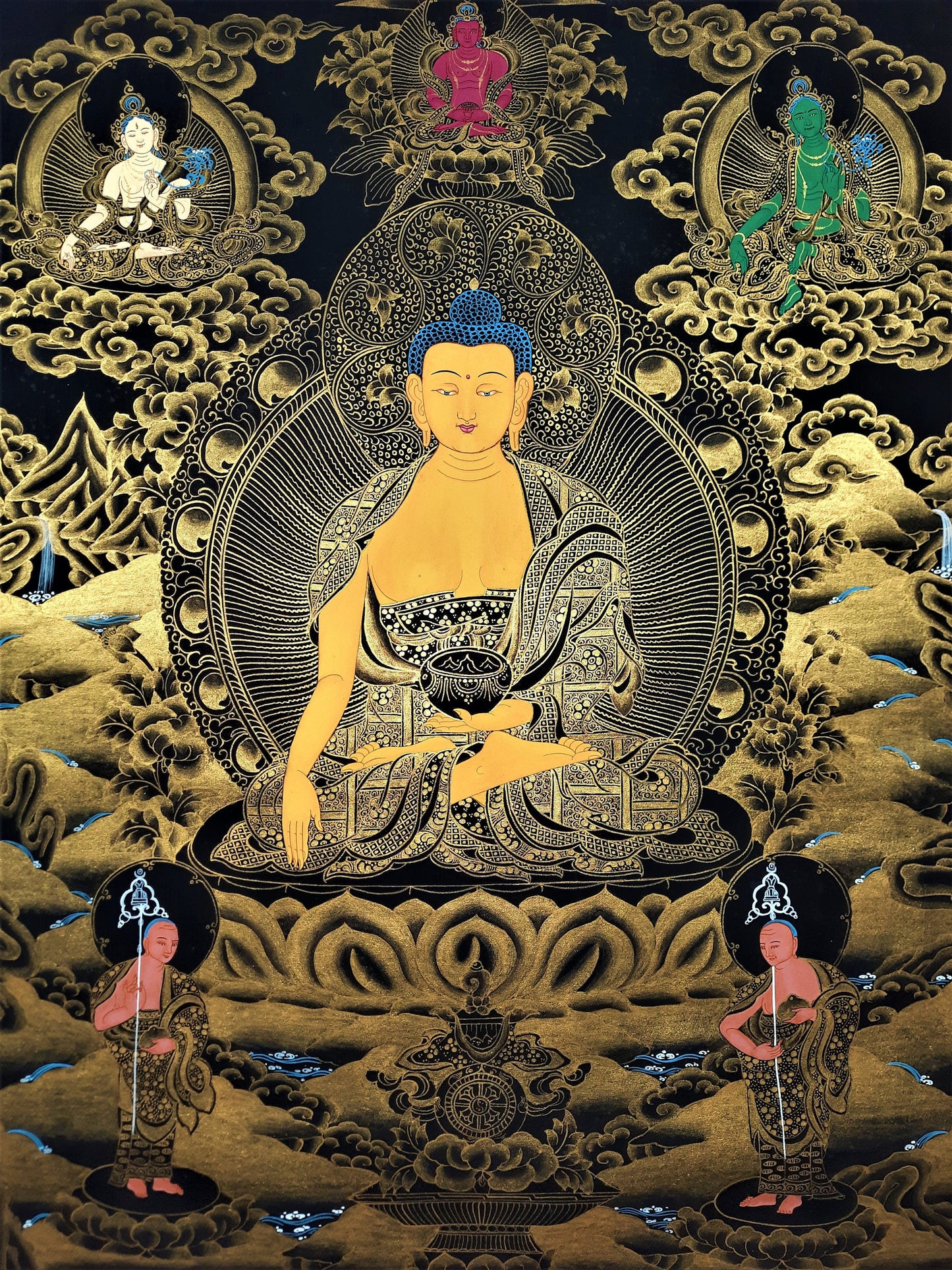 Hand-Painted Shakyamuni Buddha Thangka, Tibetan Meditation Art (18x23)