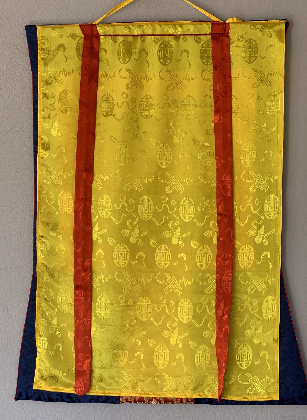 Tibetan Kalachakra Mandala Thangka Painting with Silk Frame