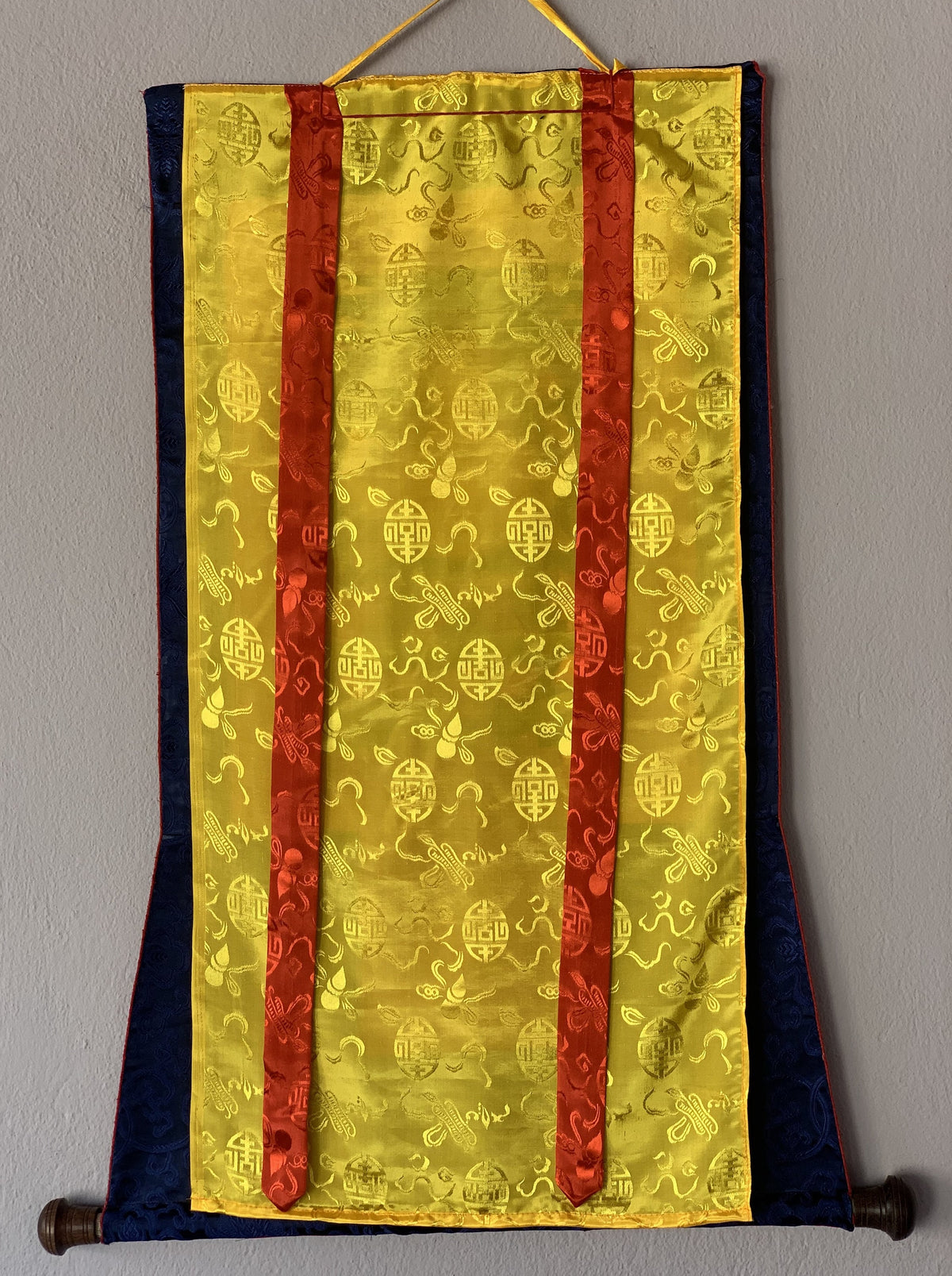 White Tara Thangka Painting, Mother Goddess Art with Silk Border