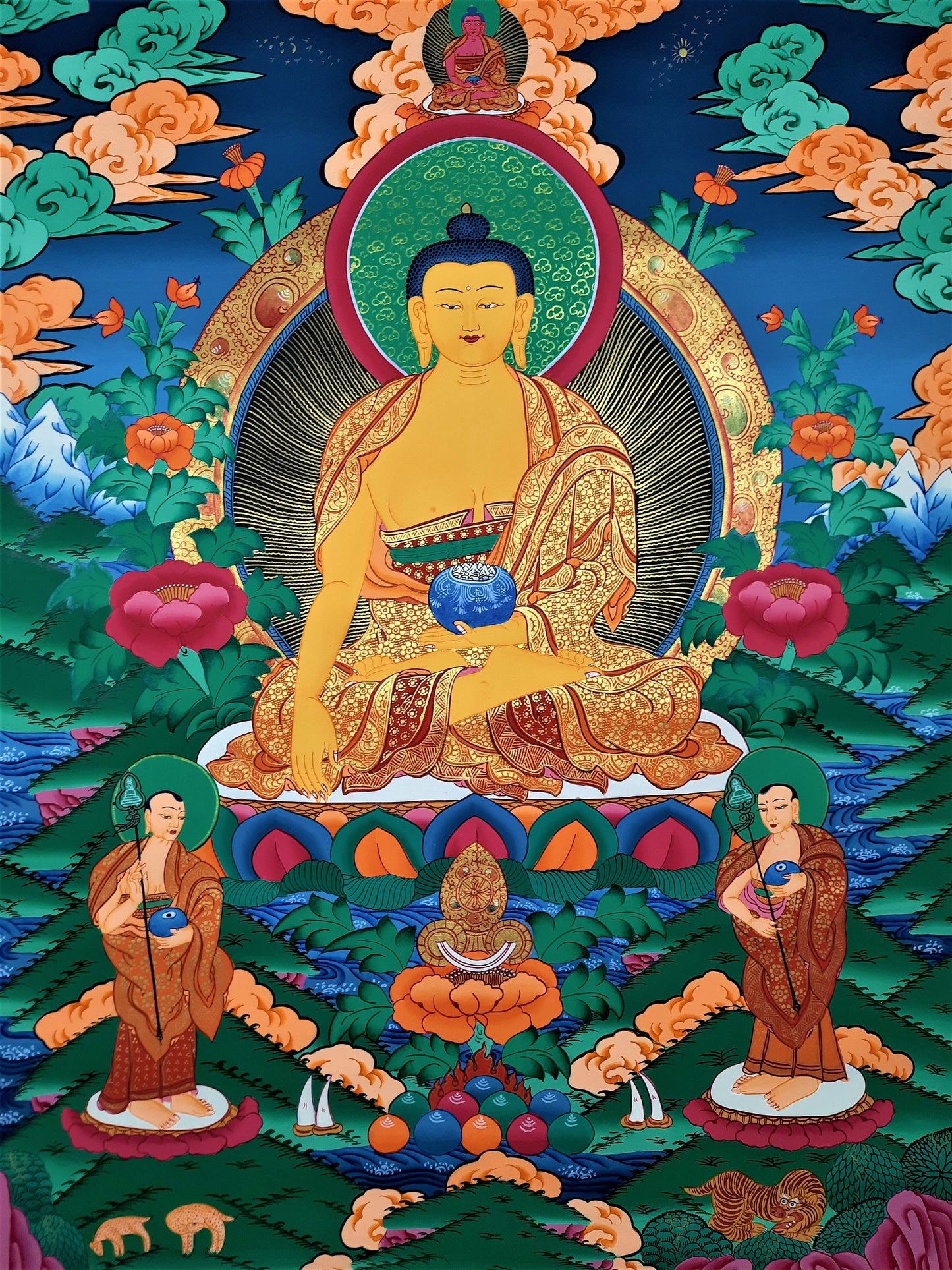 Hand Painted Shakyamuni Buddha Thangka, Tibetan Meditation Painting