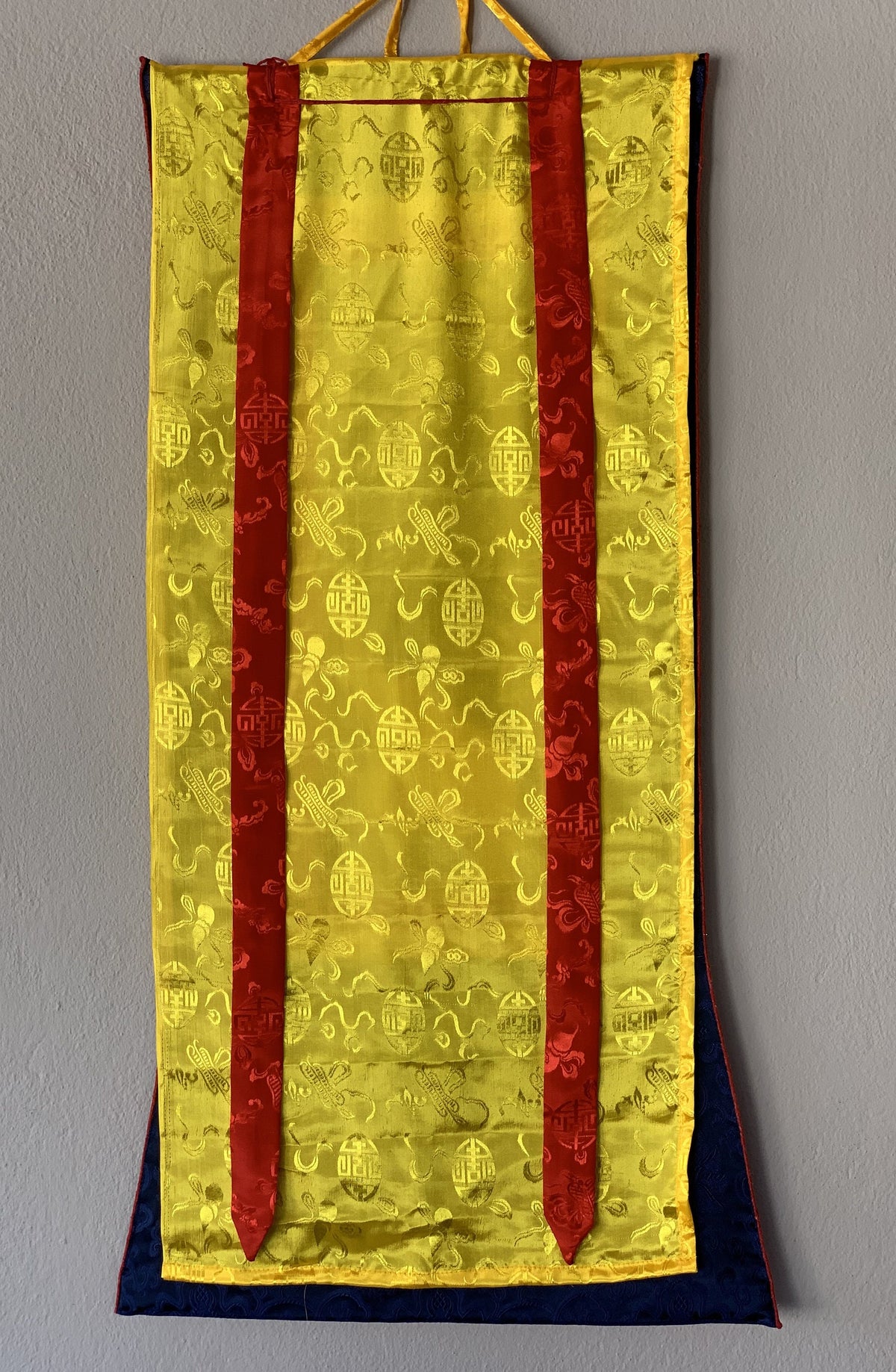 Four Harmonious Friends Thangka Painting, Newari Paubha Art with Silk Frame