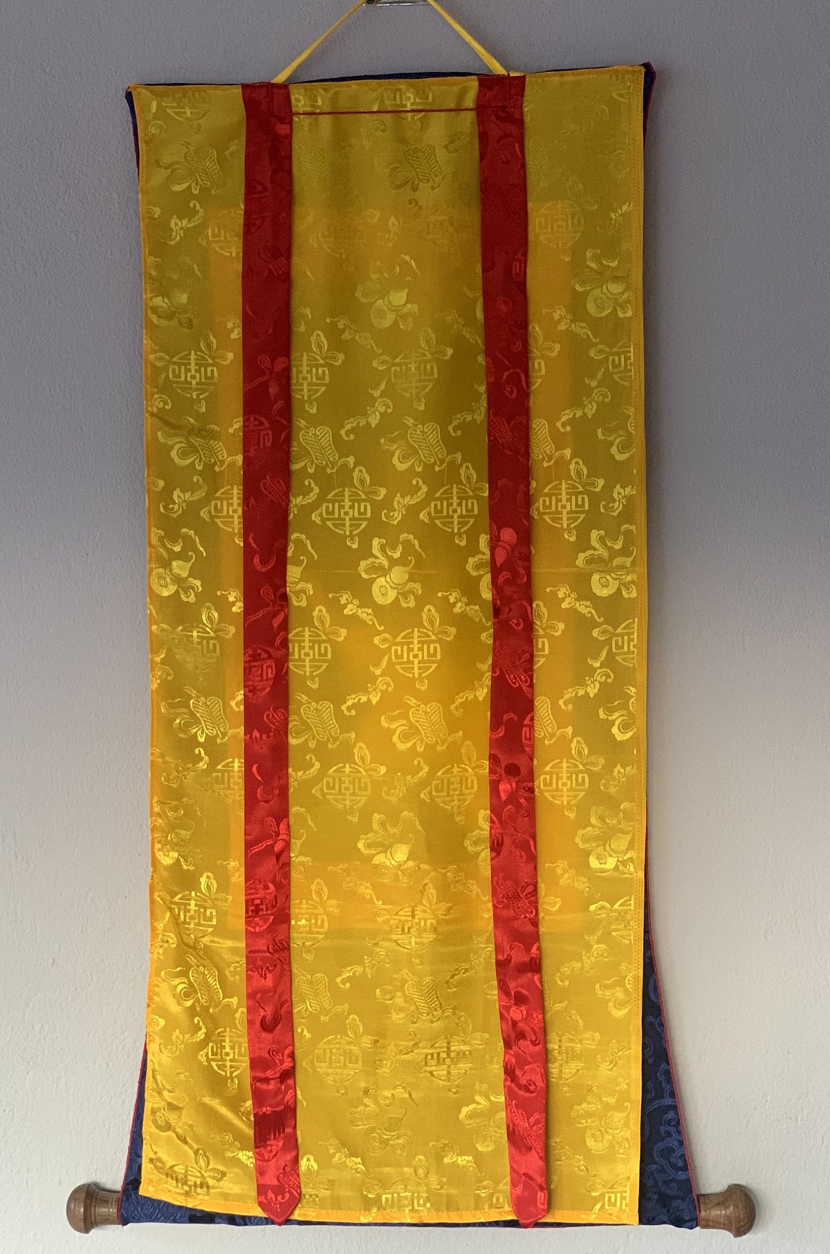 Newari Paubha Thangka Painting, Four Harmonious Friends, Silk Border