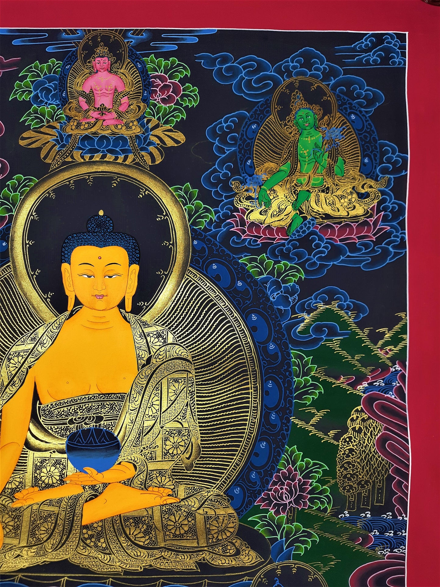 Hand-Painted Shakyamuni Buddha Thangka, Tibetan Canvas Art (18x24)