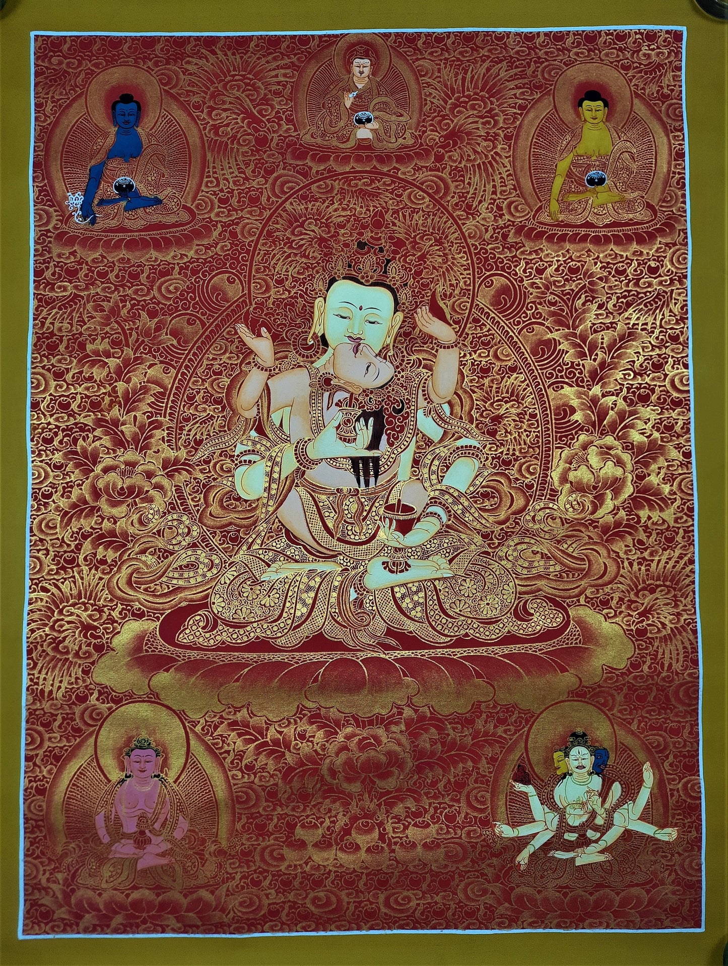 Hand-Painted Vajrasattva Thangka – Tibetan Compassion Art