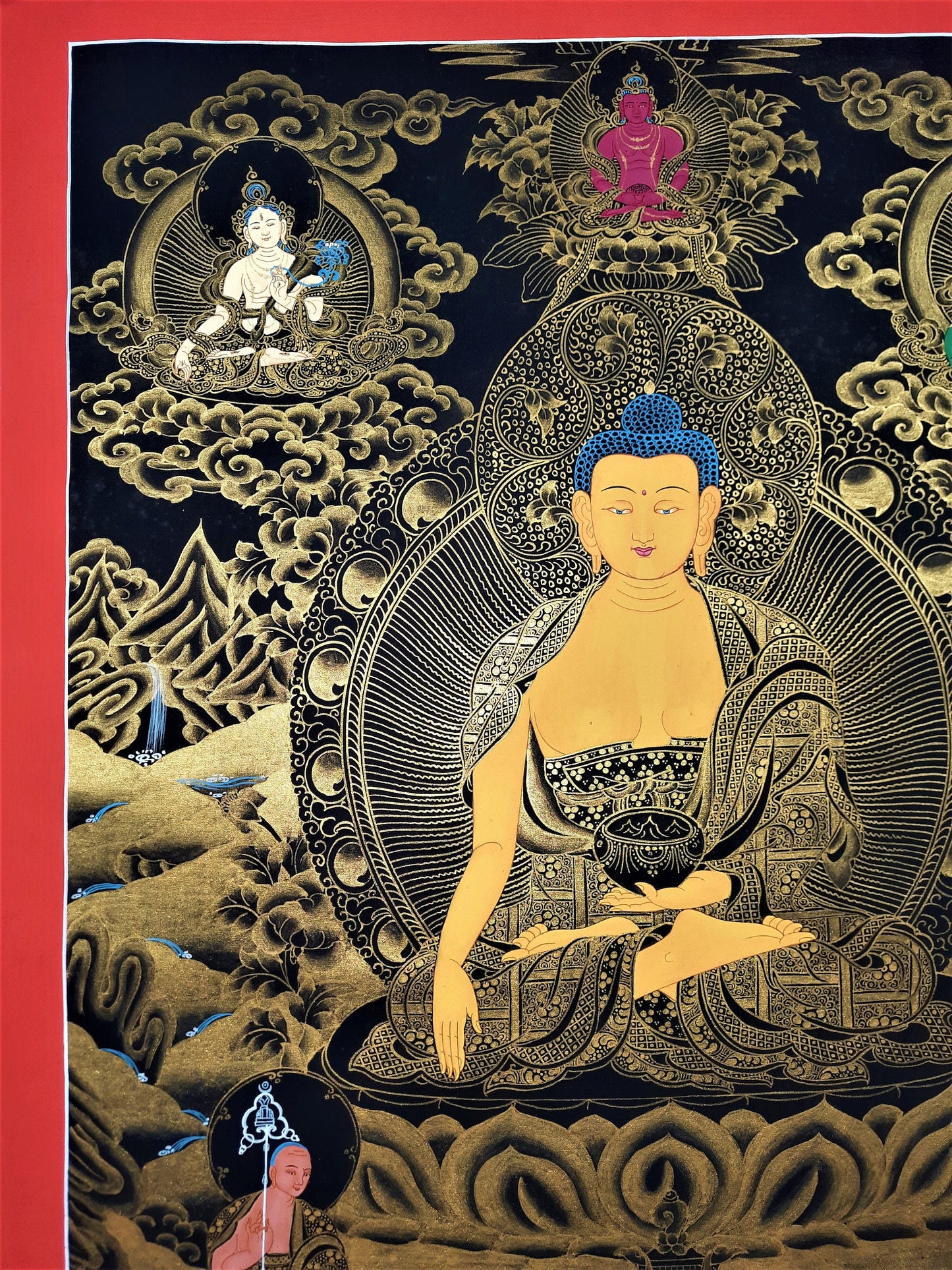 Hand-Painted Shakyamuni Buddha Thangka, Tibetan Meditation Art (18x23)