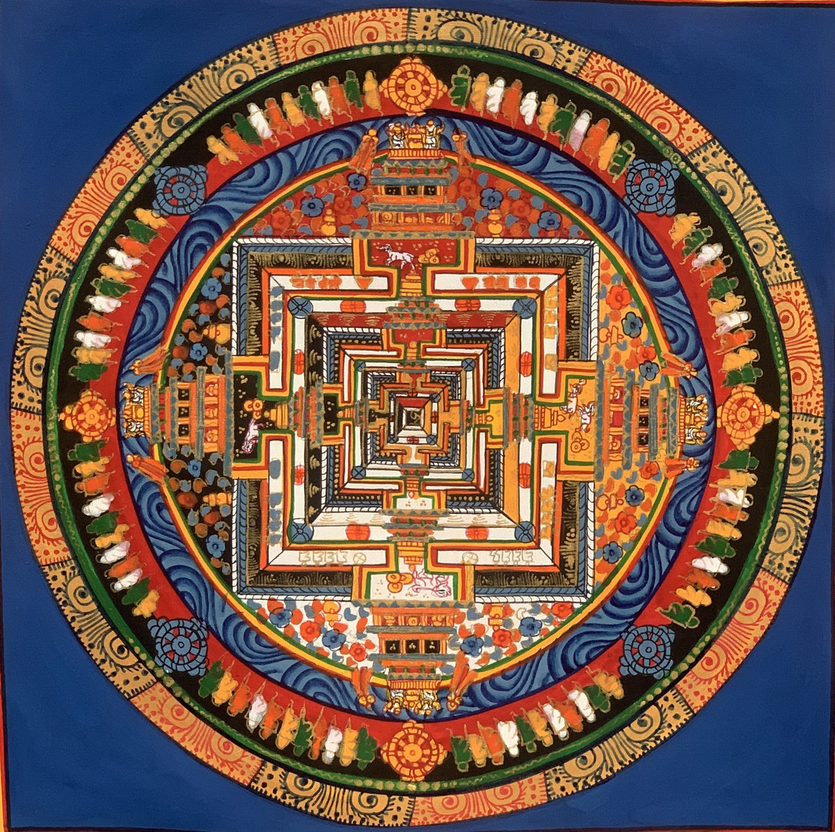 Hand-Painted Tibetan Thangka Art - Wheel of Life & Time, Kalachakra Mandala for Meditation, Spiritual Decor, Unique Wall Art