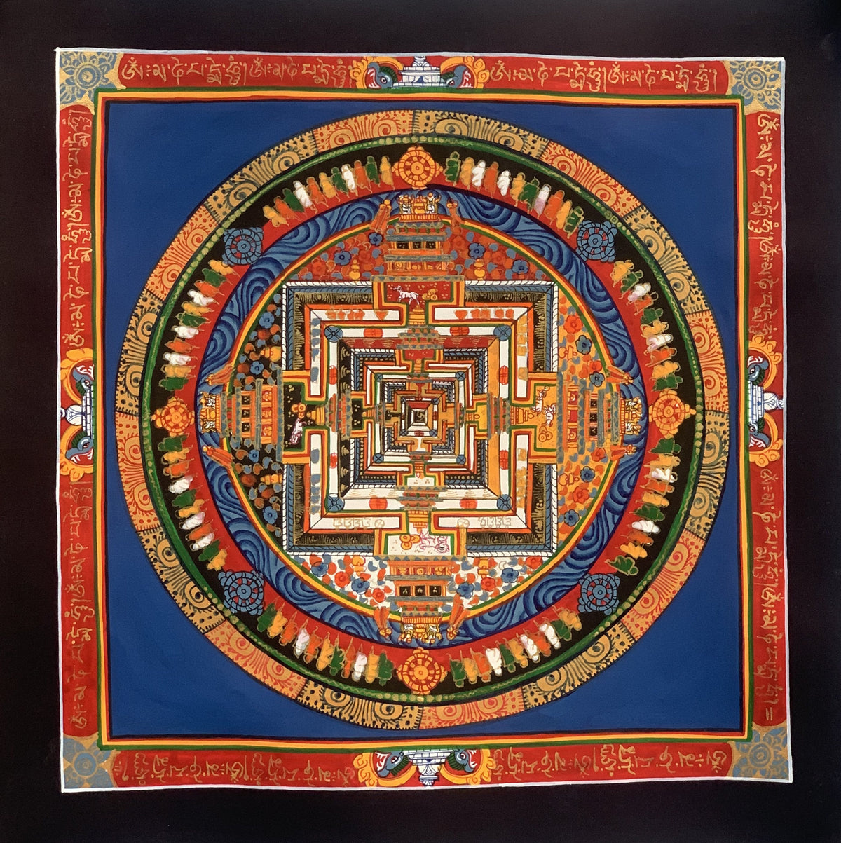 Hand-Painted Tibetan Thangka Art - Wheel of Life & Time, Kalachakra Mandala for Meditation, Spiritual Decor, Unique Wall Art