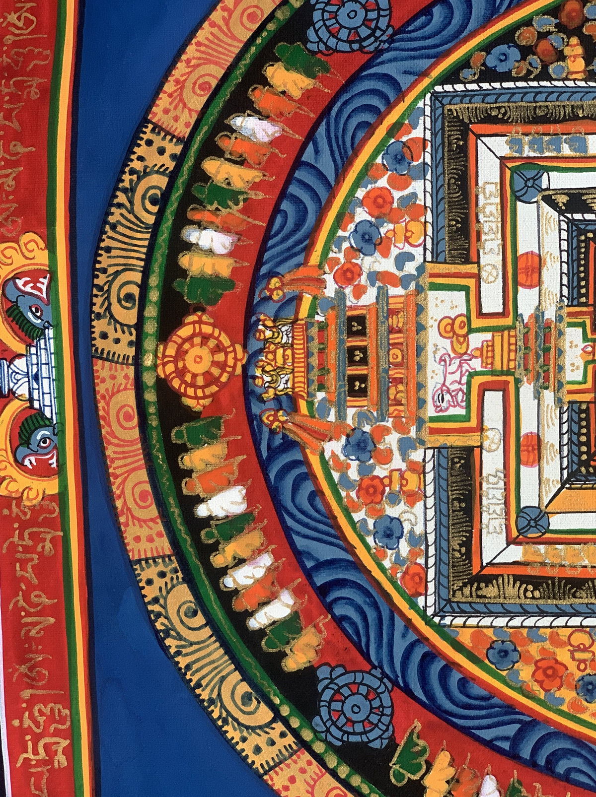 Hand-Painted Tibetan Thangka Art - Wheel of Life & Time, Kalachakra Mandala for Meditation, Spiritual Decor, Unique Wall Art