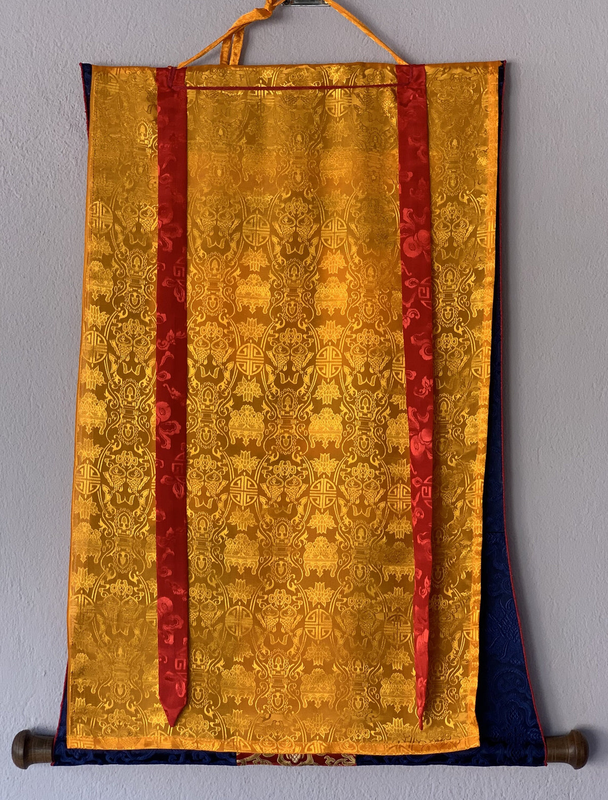 Hand Painted Avalokiteshvara Thangka, Tibetan Meditation Art with Silk Brocade