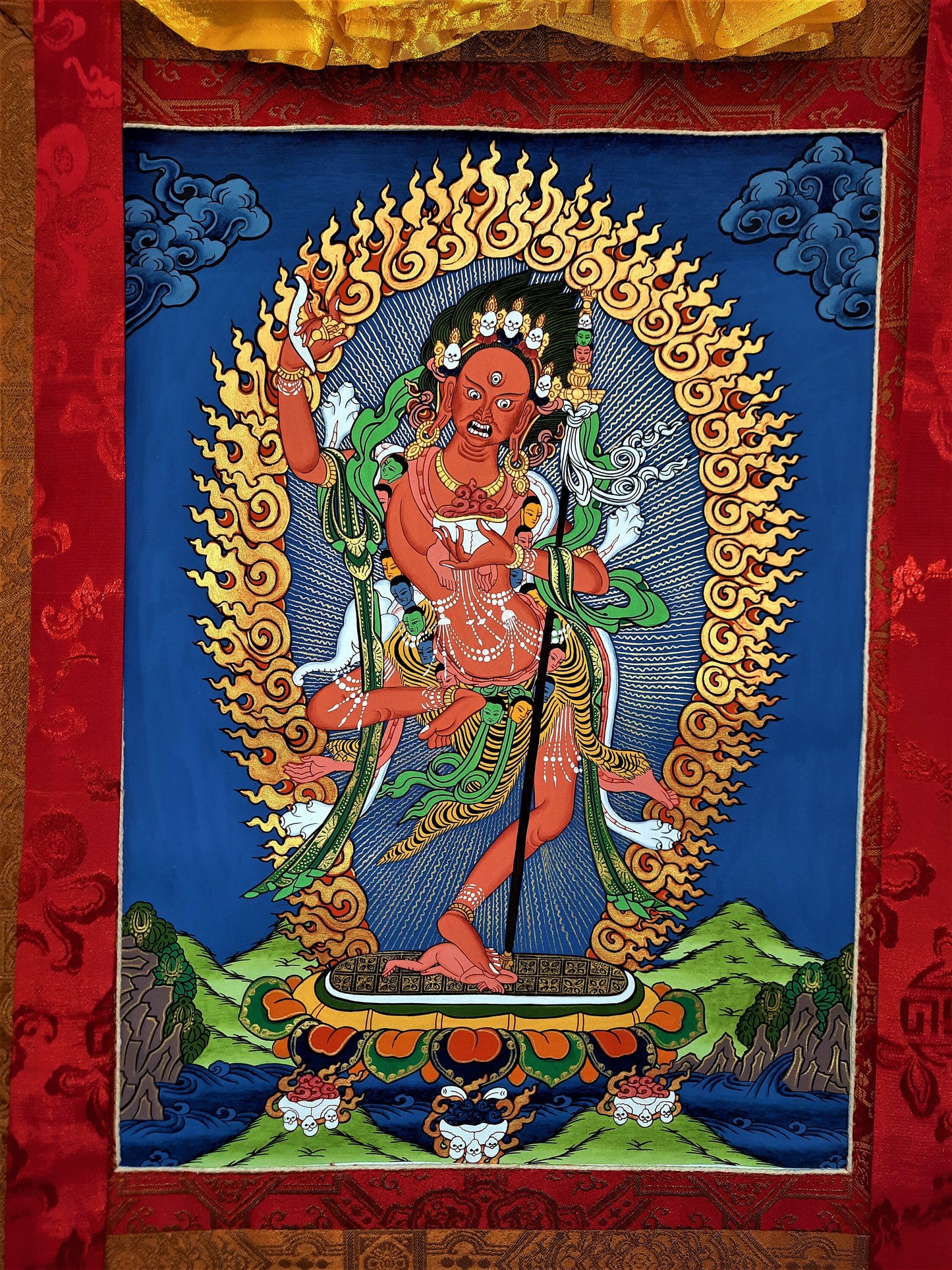 Hand-Painted Vajravarahi Thangka Painting with Silk Frame