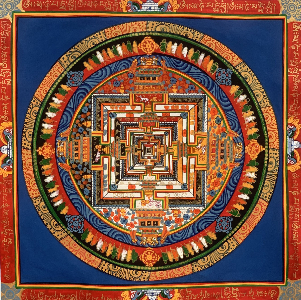 Hand-Painted Tibetan Thangka Art - Wheel of Life & Time, Kalachakra Mandala for Meditation, Spiritual Decor, Unique Wall Art