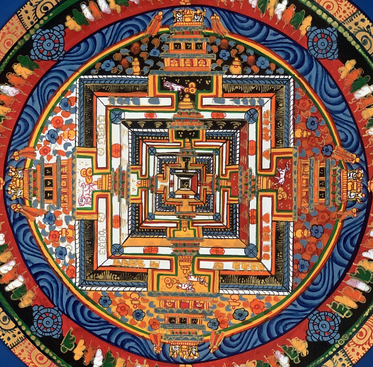 Hand-Painted Tibetan Thangka Art - Wheel of Life & Time, Kalachakra Mandala for Meditation, Spiritual Decor, Unique Wall Art